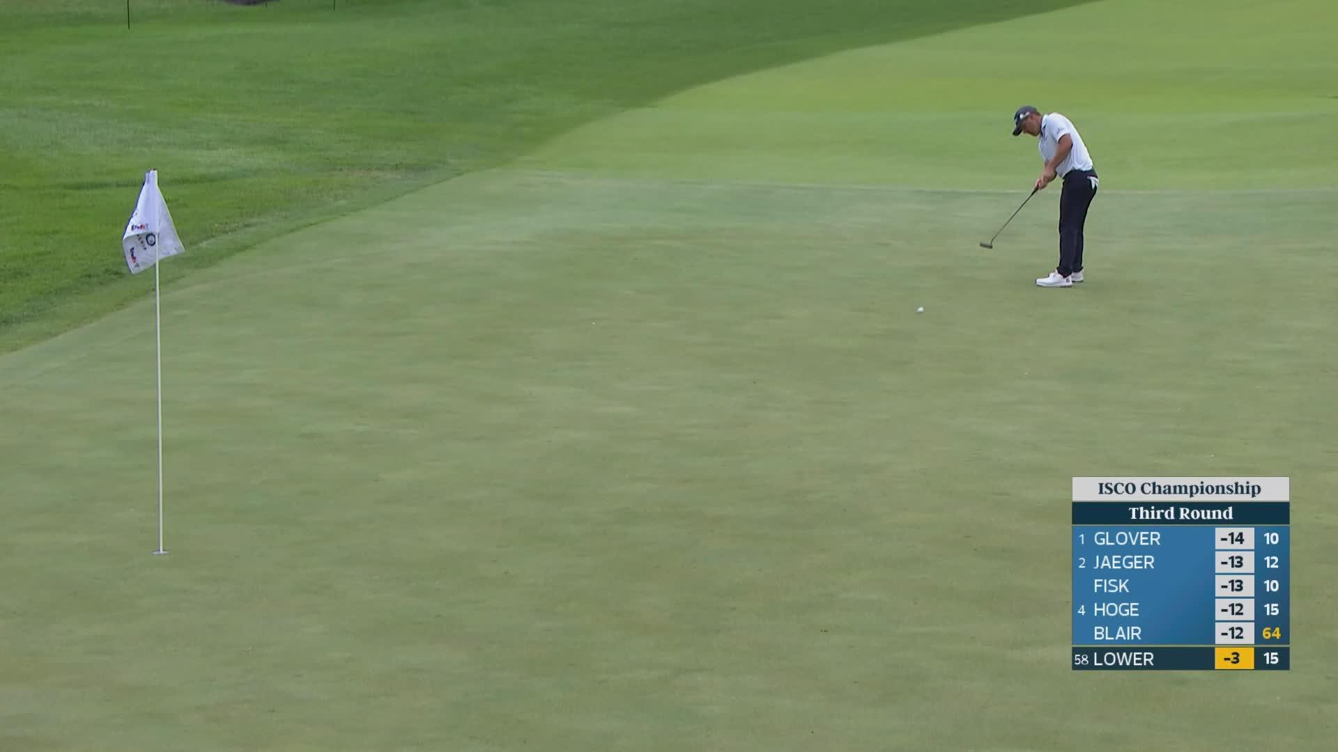 Justin Lower sinks 46-foot birdie putt on No. 16 at ISCO Championship
