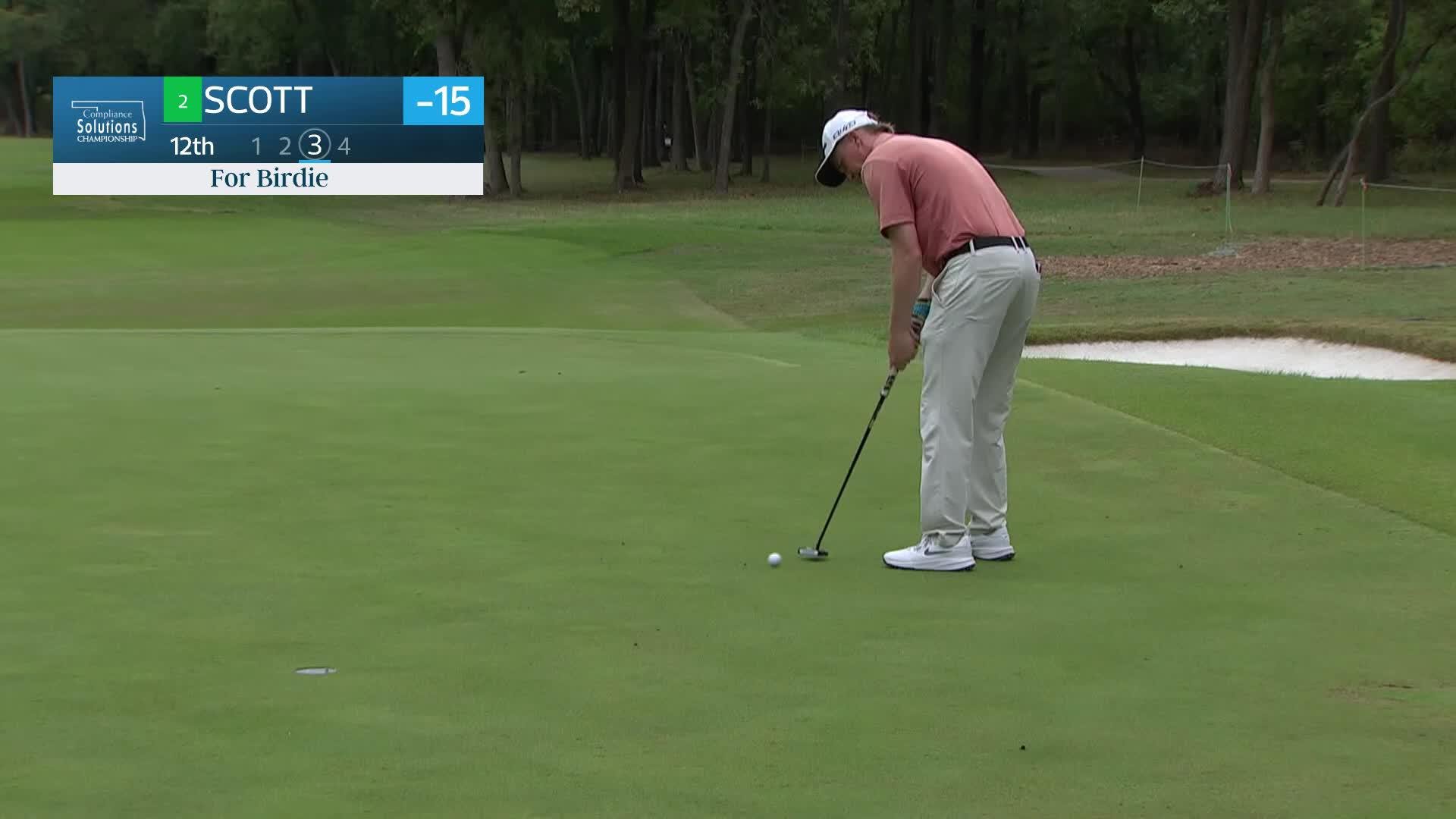Sandy Scott makes birdie on No. 12 at Compliance Solutions