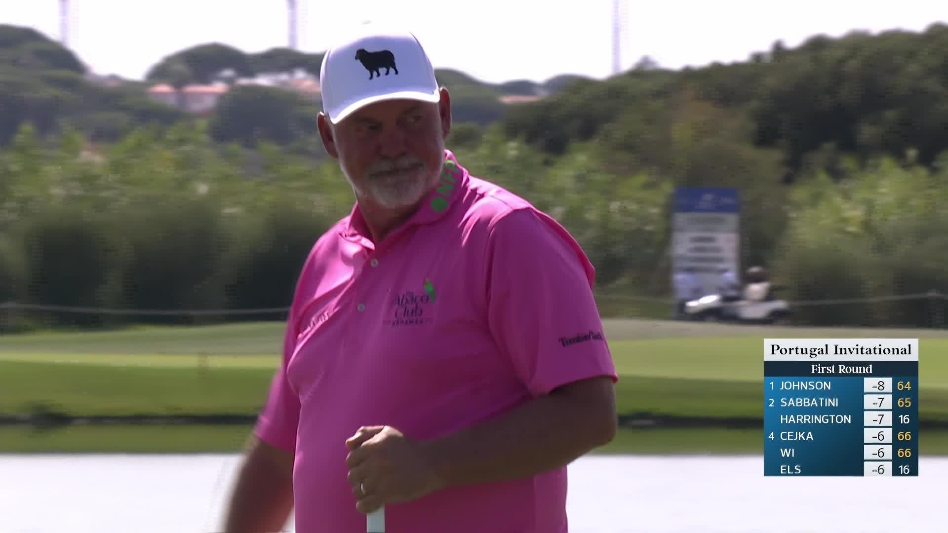 Darren Clarke makes birdie on No. 17 at Portugal Invitational