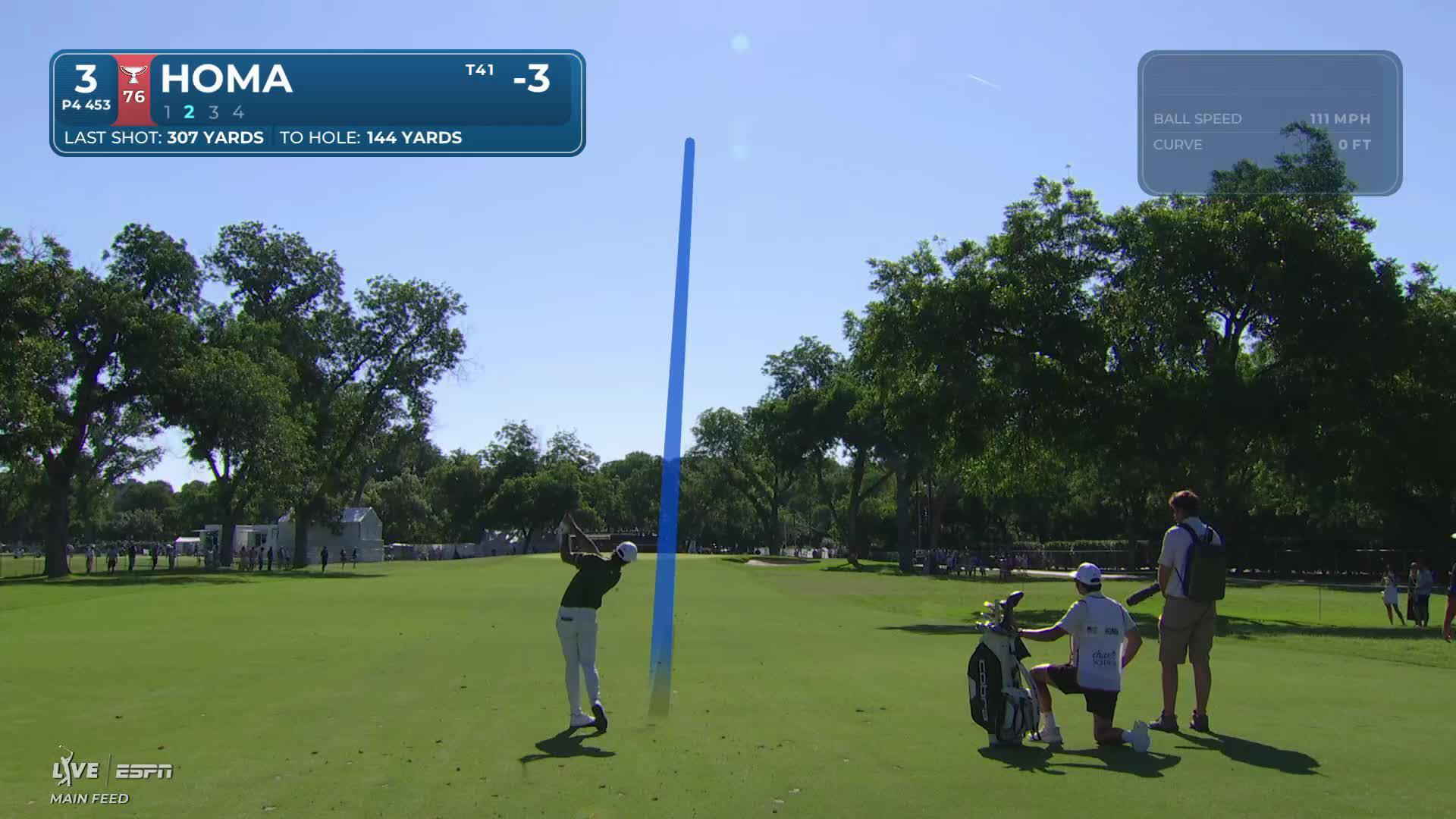 Max Homa's 140-yard approach sets up birdie on No. 3 at Charles Schwab