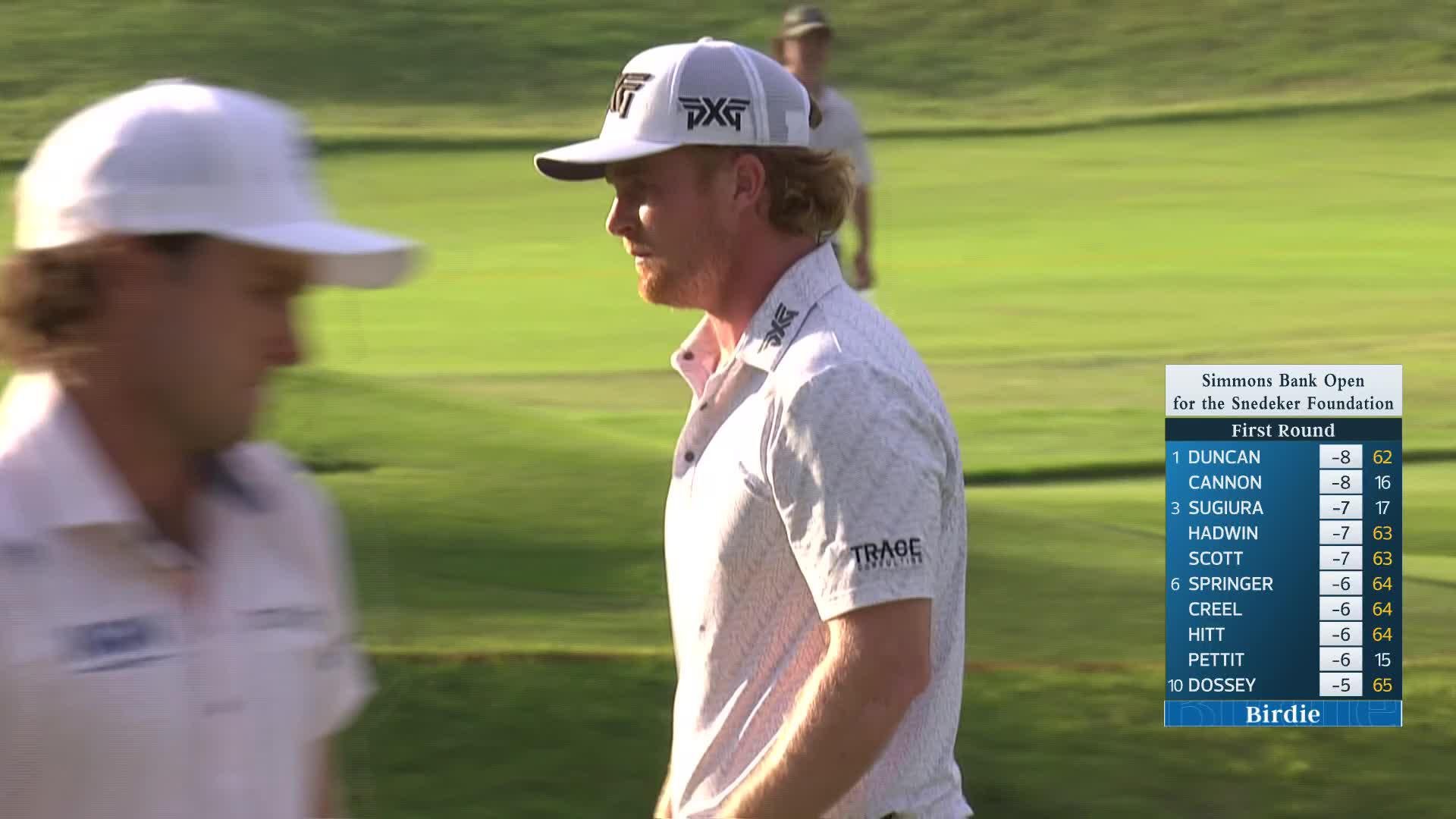 Mason Andersen makes birdie on No. 18 at Simmons Bank Open