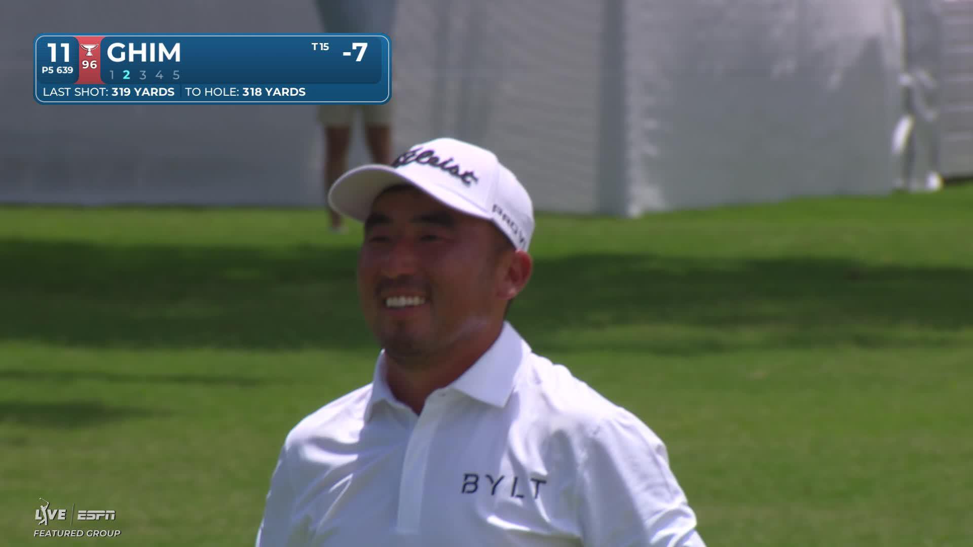 Doug Ghim sinks 12-foot birdie putt on No. 11 at Charles Schwab