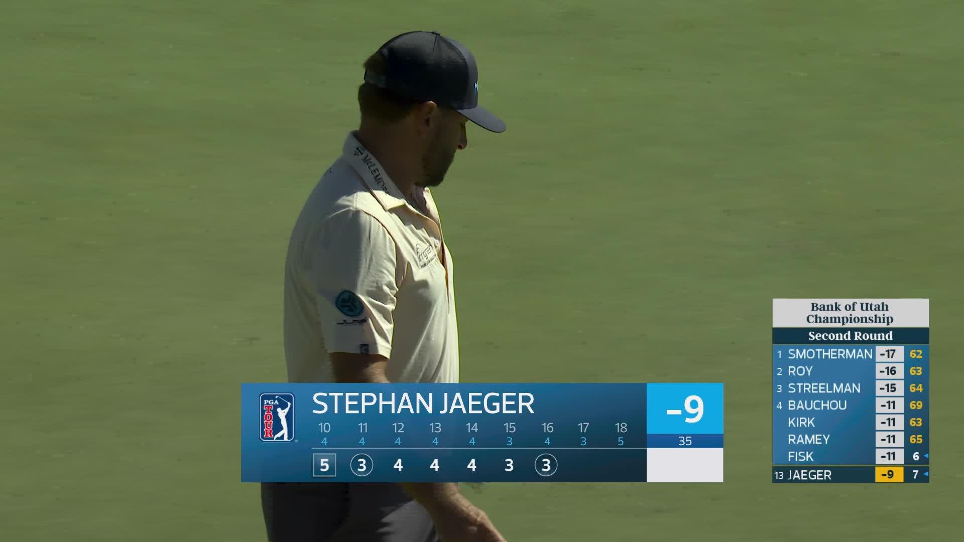Stephan Jaeger drains 8-foot birdie putt on No. 16 at Bank of Utah