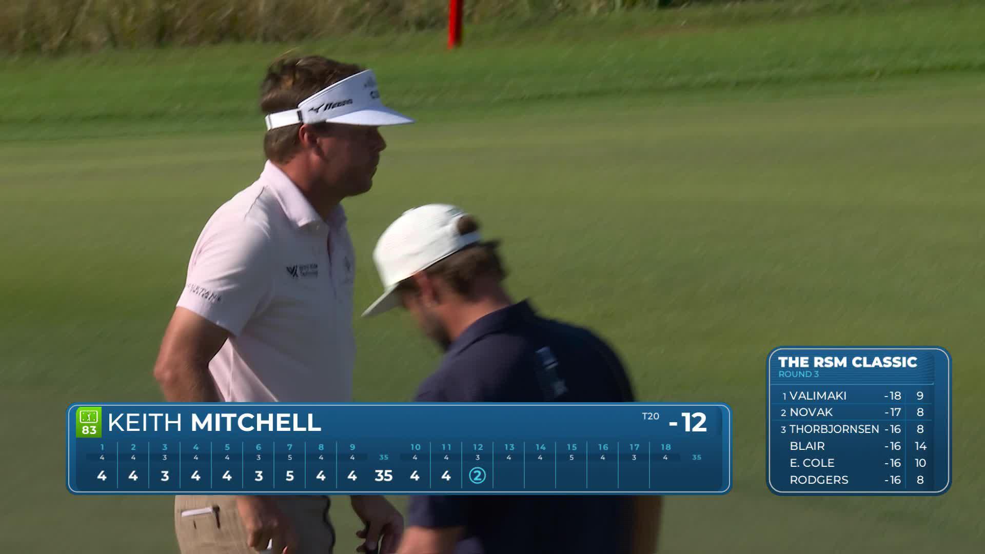 Keith Mitchell sinks 10-foot putt for birdie on No. 12 at The RSM Classic