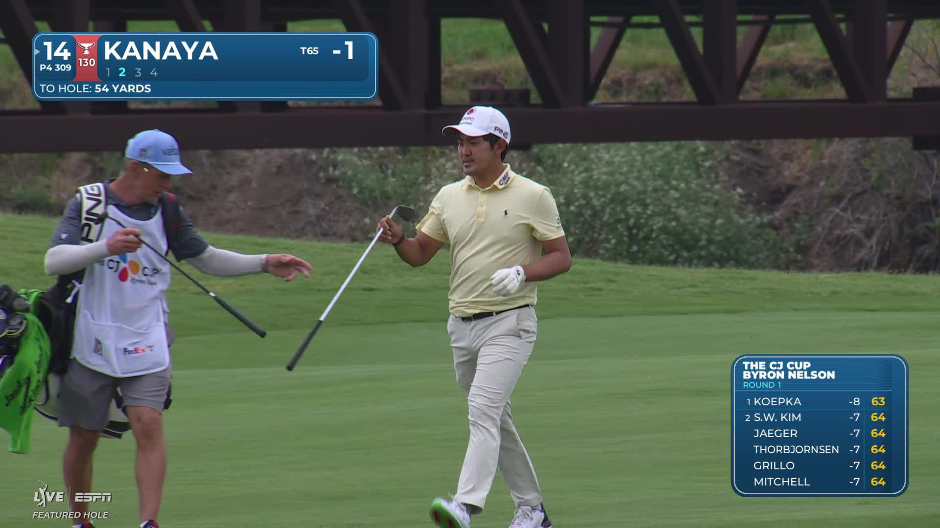 Takumi Kanaya makes birdie on No. 14 at THE CJ CUP