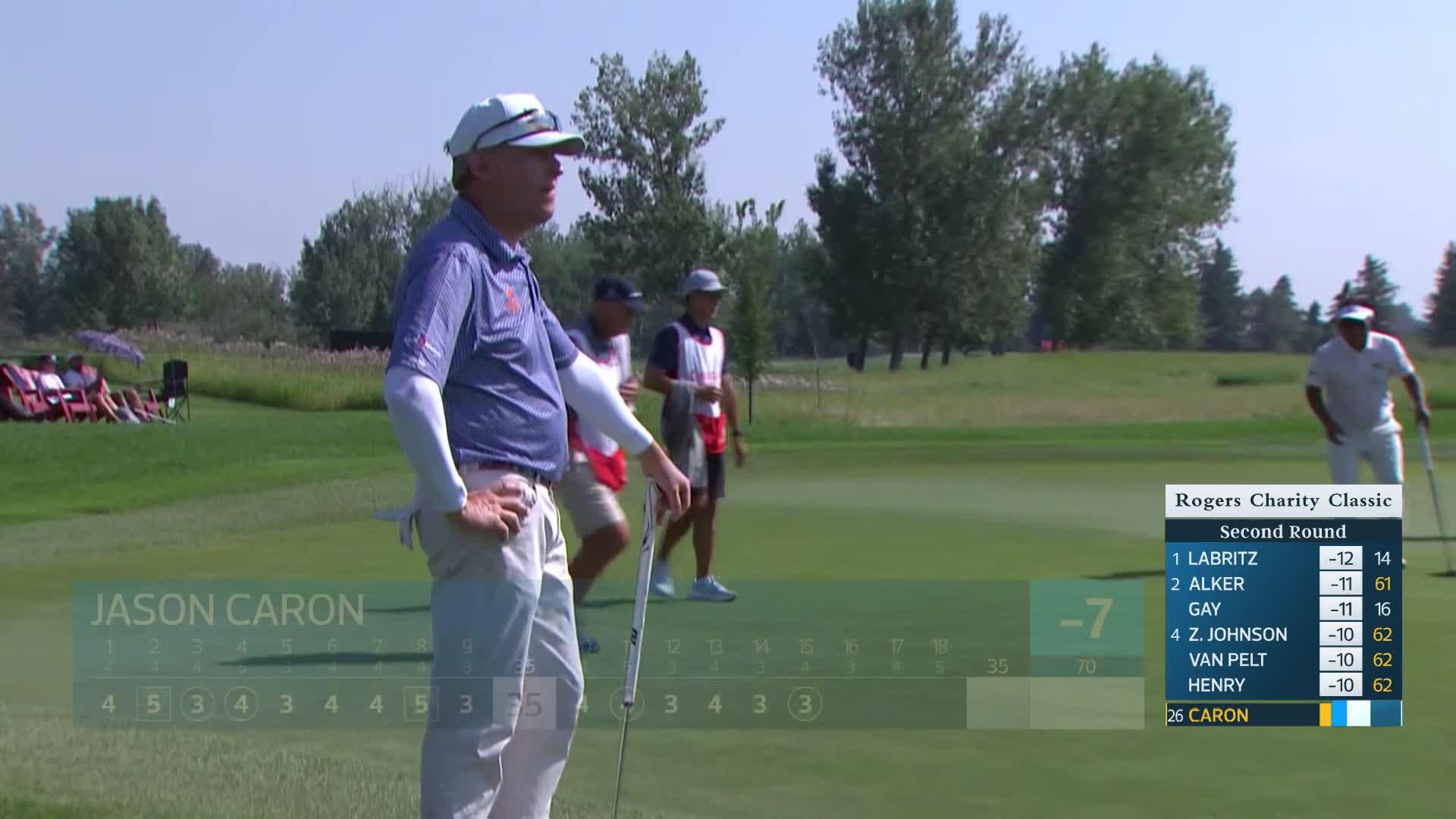 Jason Caron makes birdie on No. 15 at Rogers Charity Classic