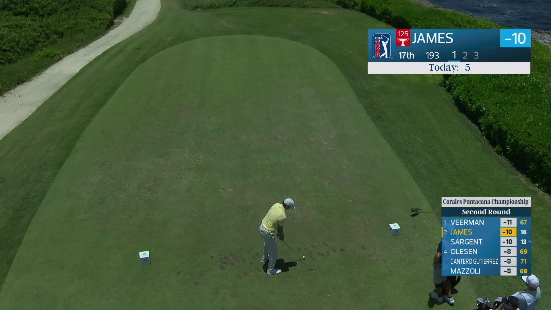 Ben James sinks 37-foot birdie putt on No. 17 at Corales Puntacana