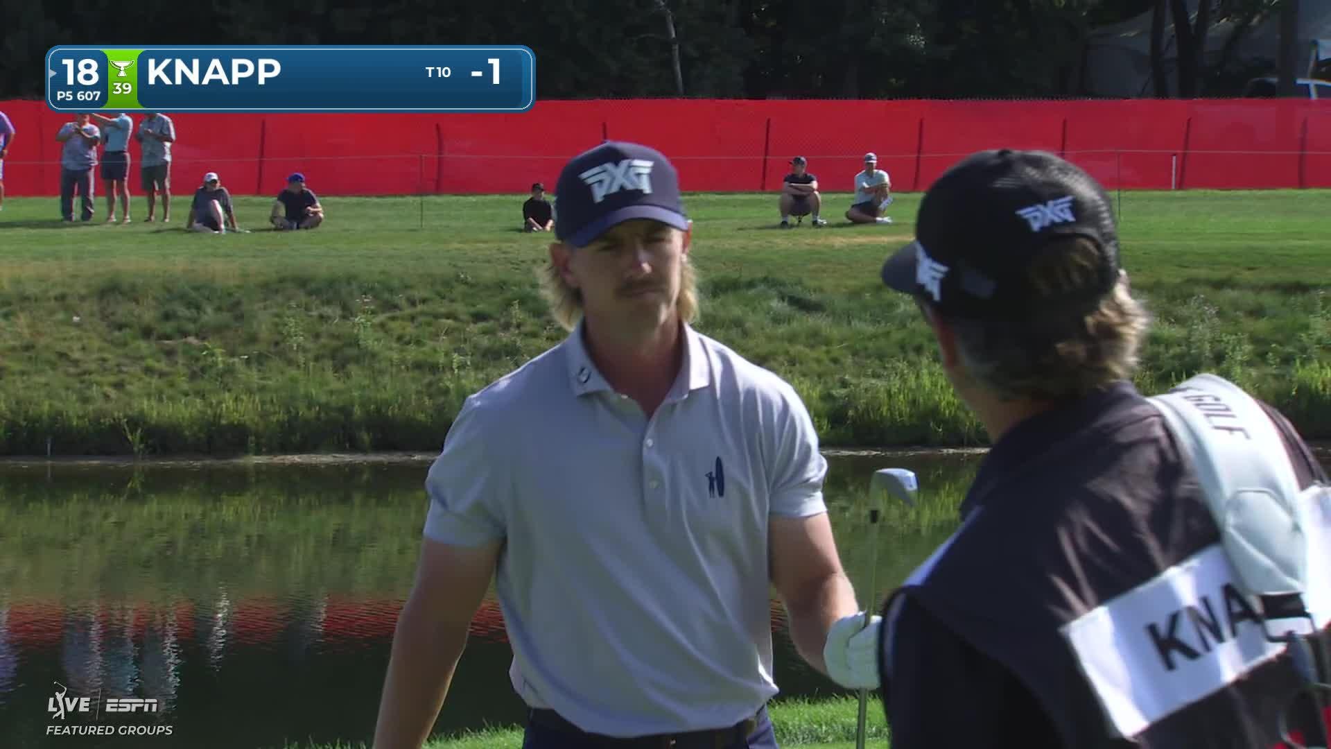 Jake Knapp sinks 5-foot putt for birdie on No. 18 at 3M Open