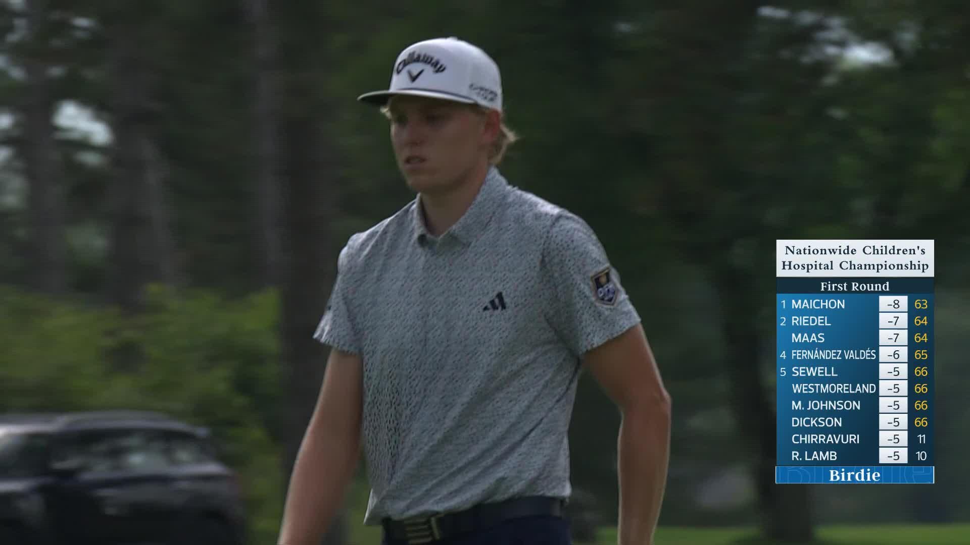 Ian Gilligan sinks a 40-foot birdie putt on No. 14 at Nationwide Children's