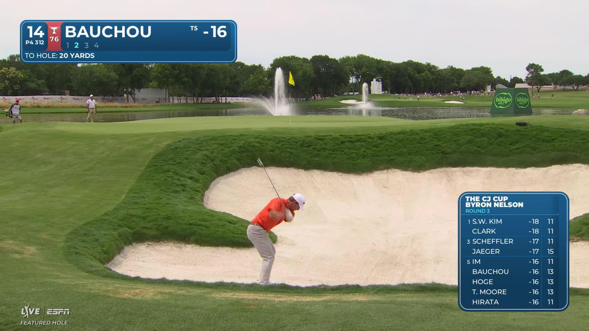Zachary Bauchou gets up-and-down from 60 yards for birdie on No. 14 at THE CJ CUP