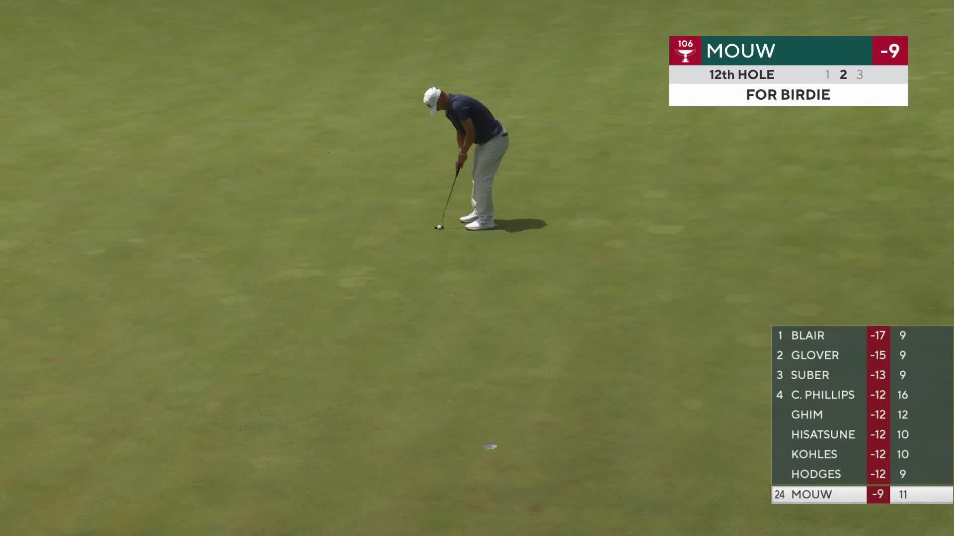 William Mouw sinks 21-foot birdie putt on No. 12 at John Deere
