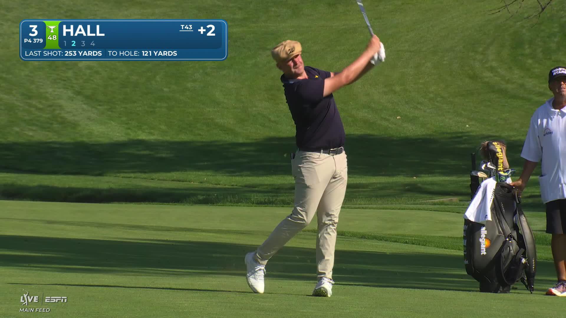 Harry Hall's 122-yard approach sets up birdie on No. 3 at the Memorial