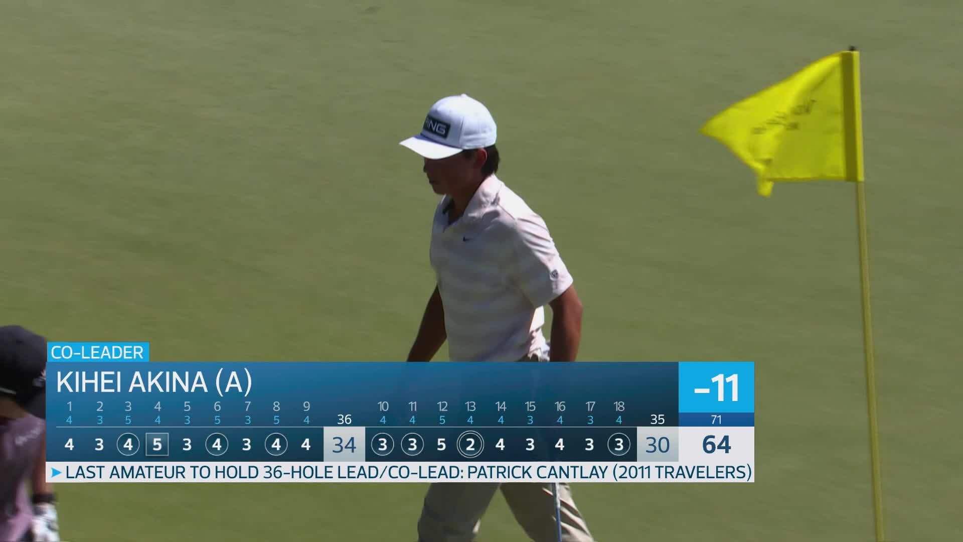 Kihei Akina holes 29-foot approach for birdie on No. 18 at Mexico Open