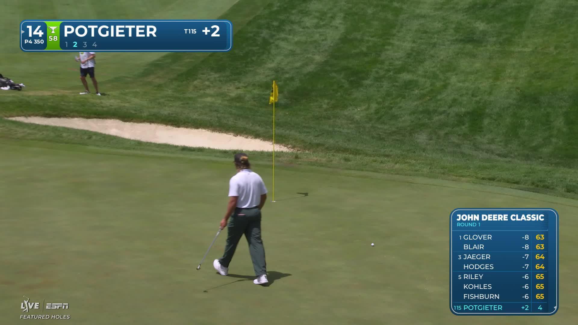 Aldrich Potgieter drains 14-foot birdie putt on No. 14 at John Deere