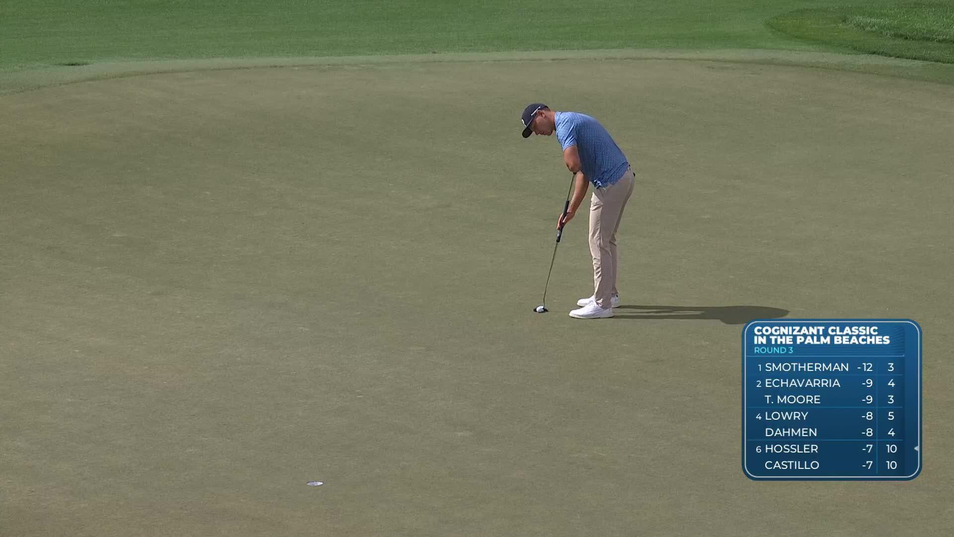 Matti Schmid sinks 17-foot birdie putt on No. 9 at Cognizant Classic