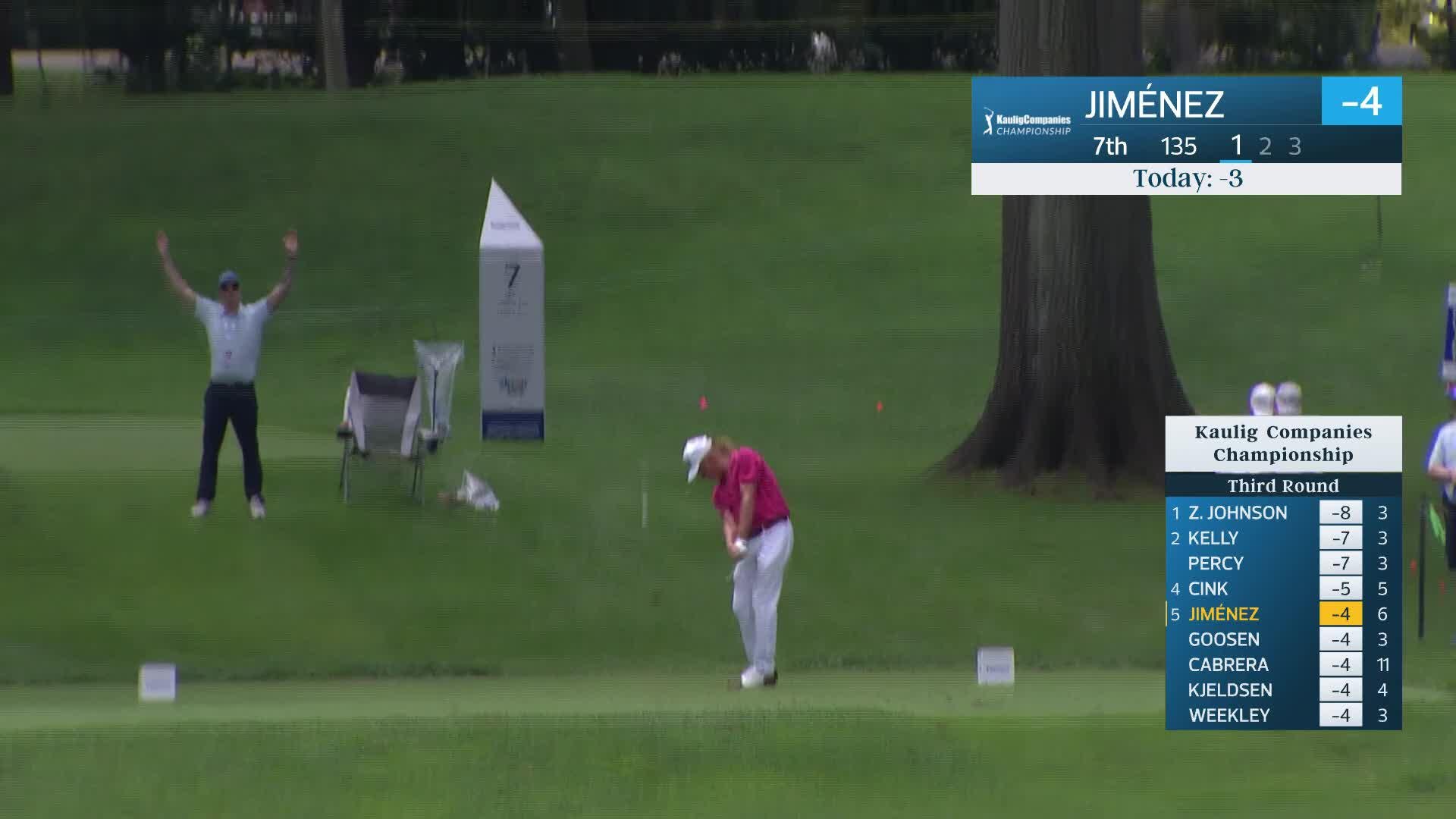 Miguel Angel Jiménez makes birdie on No. 7 at Kaulig Companies Championship