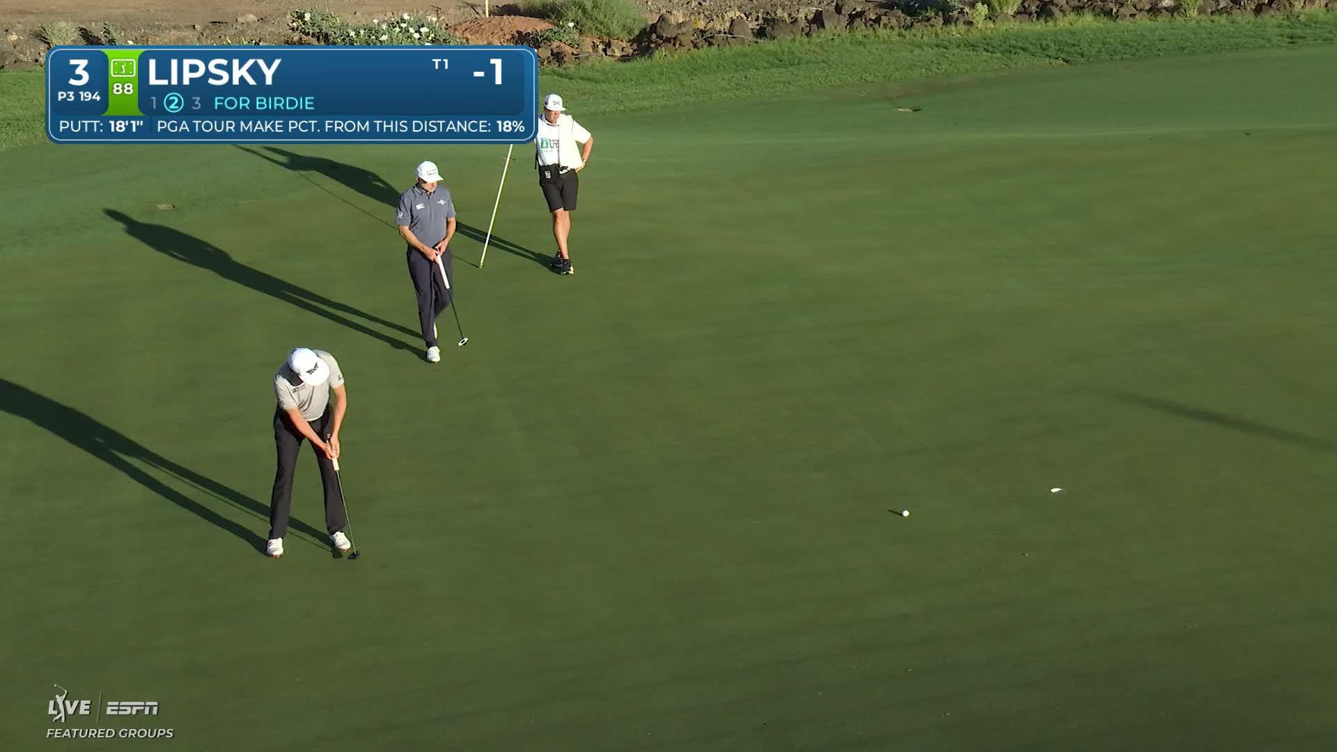 David Lipsky sinks 18-foot putt for birdie on No. 3 at Bank of Utah