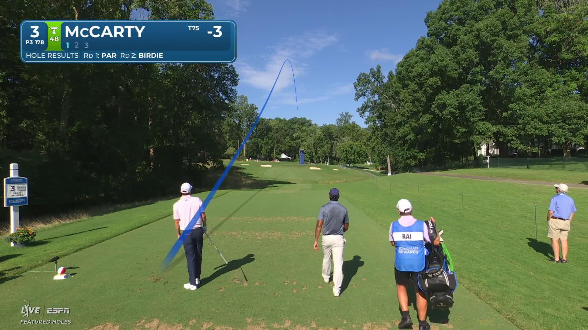 Matt McCarty hits tee shot to 11 feet, sets up birdie on No. 3 at Wyndham