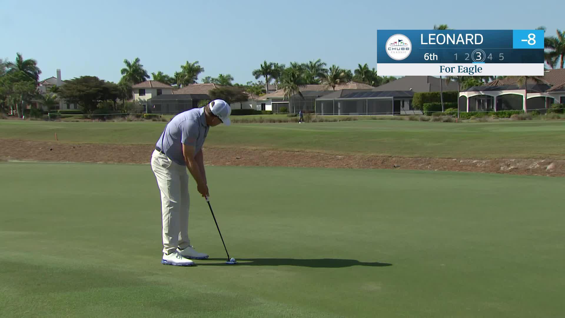 Justin Leonard makes eagle putt on No. 6 at Chubb Classic