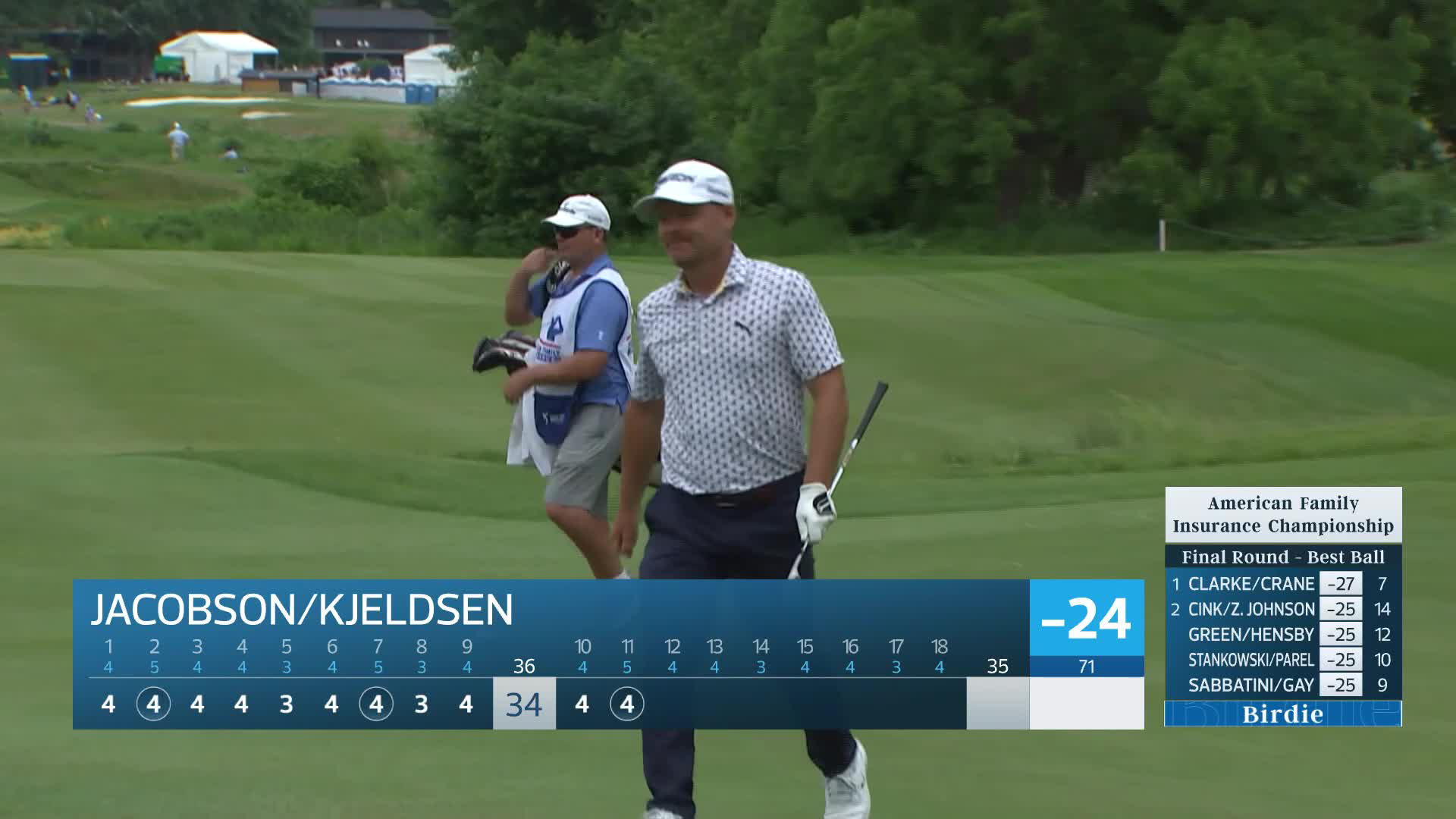 Team Jacobson/Kjeldsen holes out for birdie on No. 11 at American Family Insurance Championship