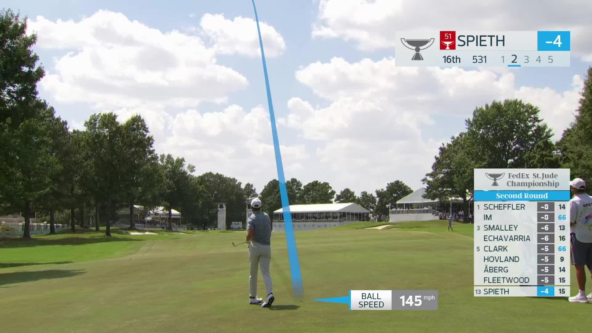 Jordan Spieth's 73-yard approach sets up birdie on No. 16 at FedEx St. Jude