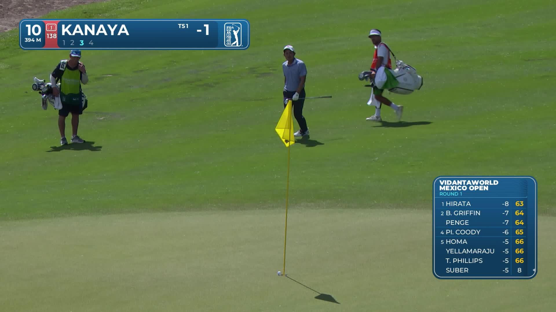 Takumi Kanaya holes 49-foot approach for birdie on No. 10 at Mexico Open