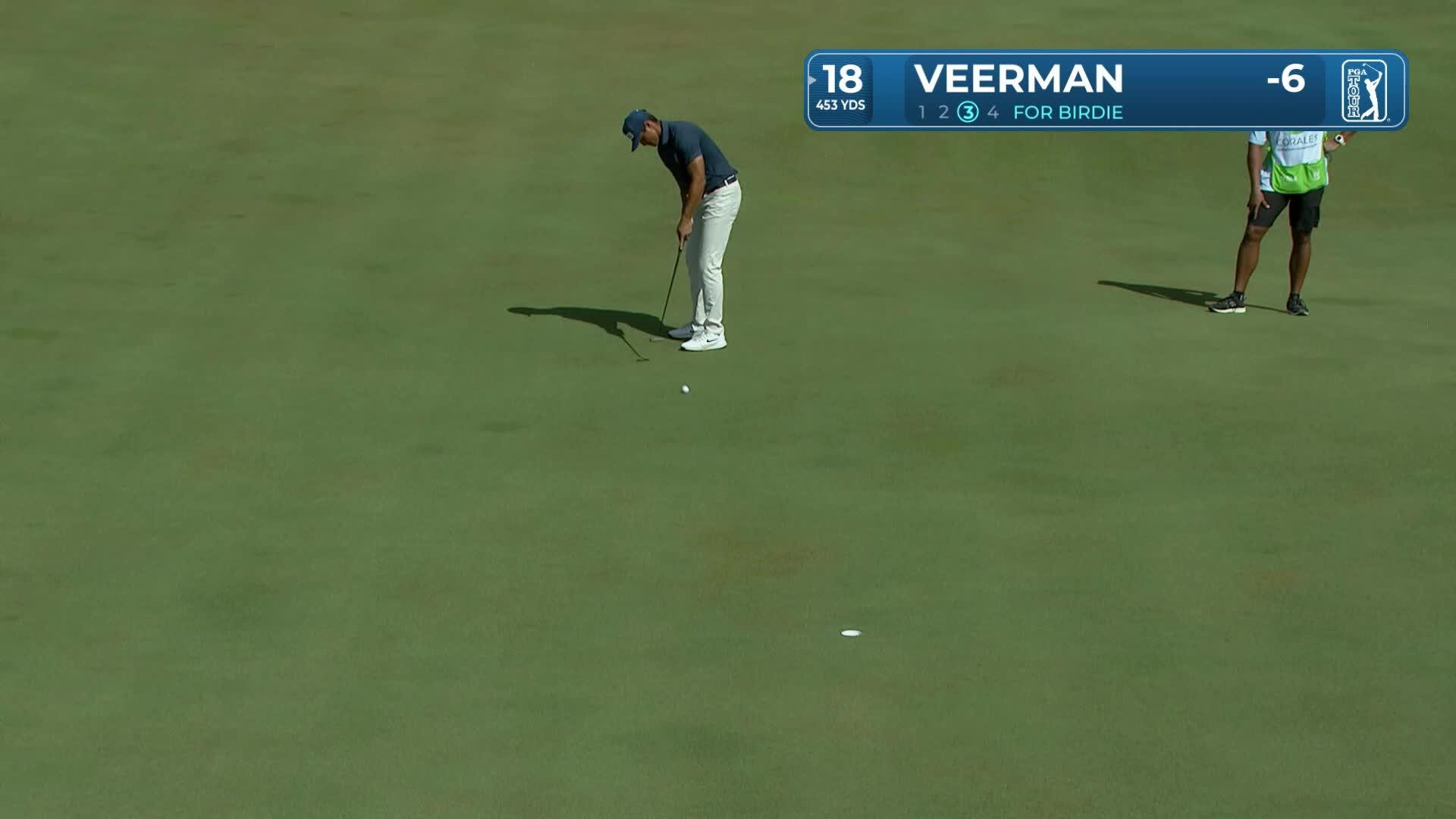 Johannes Veerman sinks 18-foot birdie putt on No. 18 at Corales Puntacana