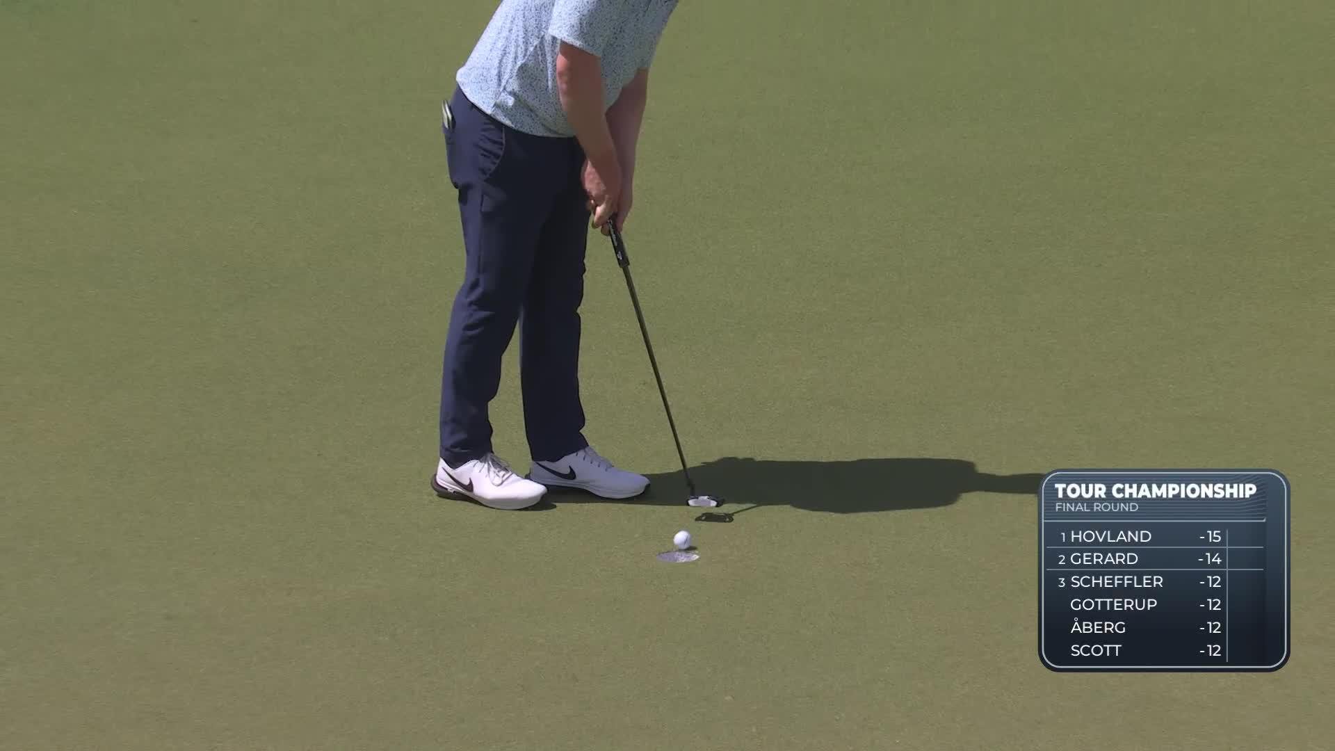Robert MacIntyre sinks 1-foot putt for birdie on No. 6 at TOUR Championship