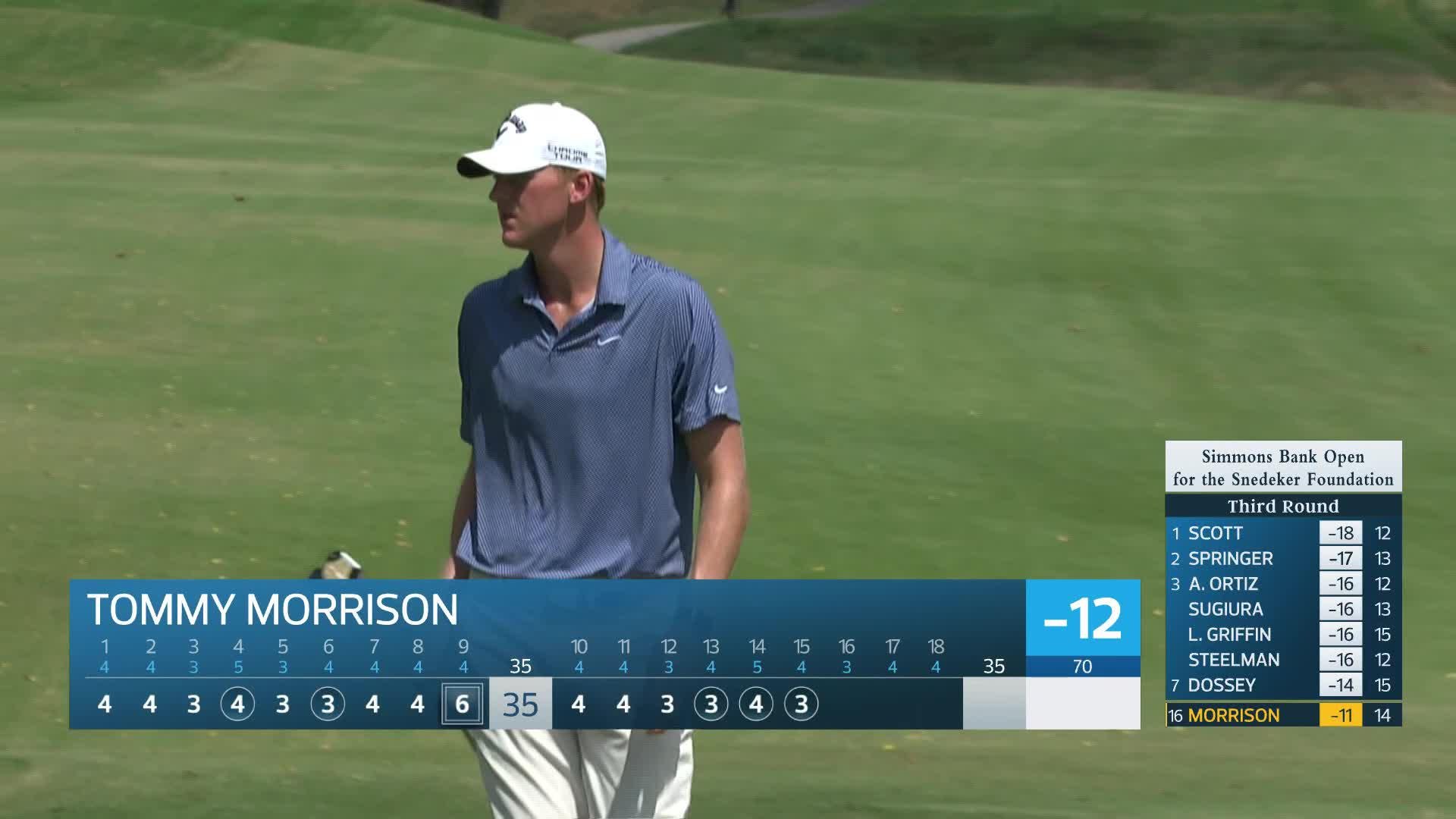 Tommy Morrison makes birdie on No. 15 at Simmons Bank Open