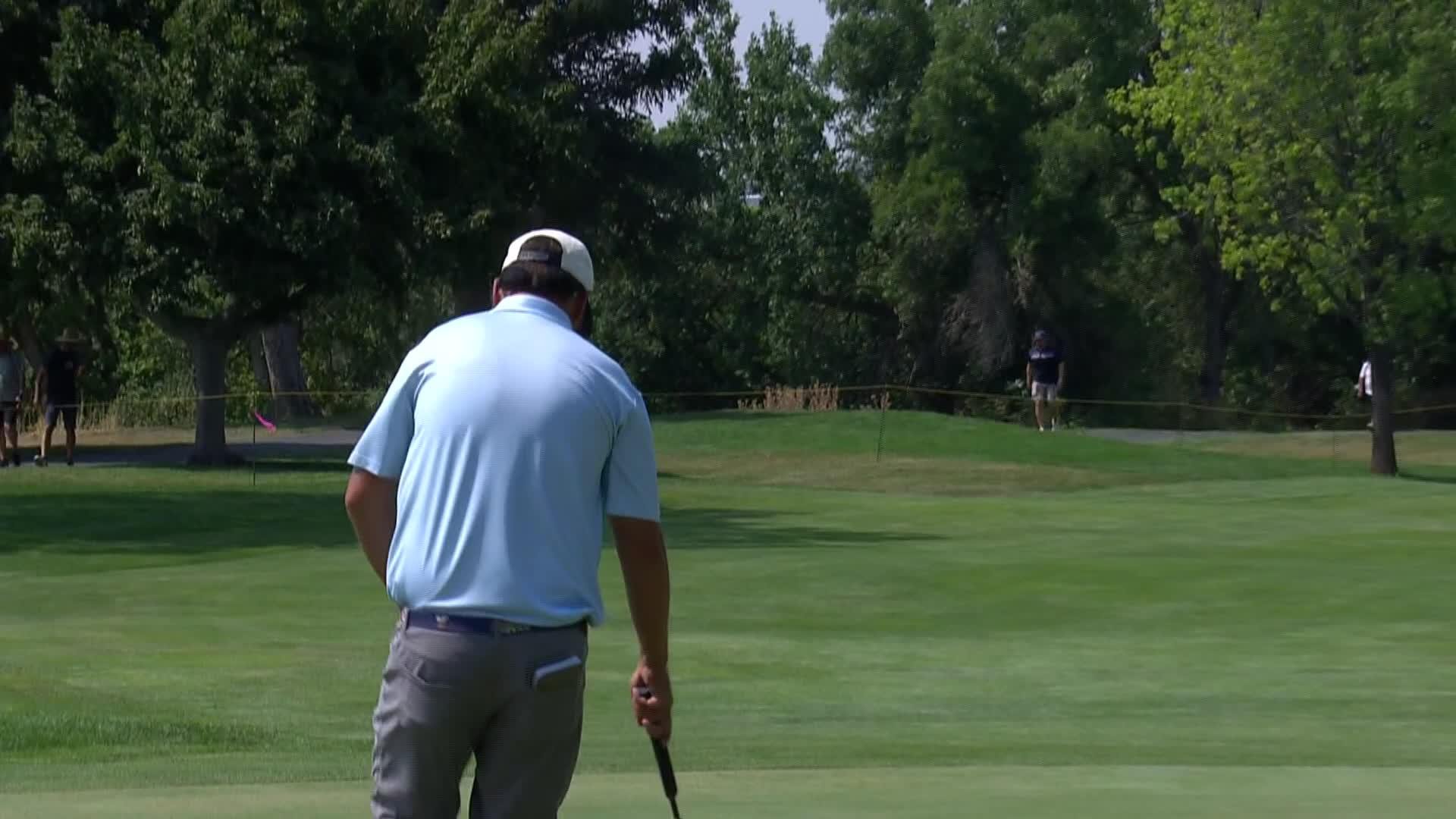 Brandon Berry sinks a 33-foot eagle putt on No. 3 at Utah Championship