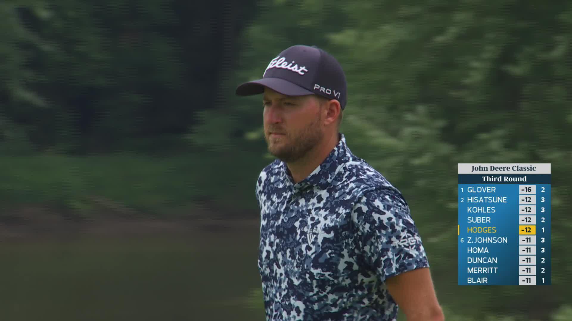 Lee Hodges drains 8-foot birdie putt on No. 2 at John Deere