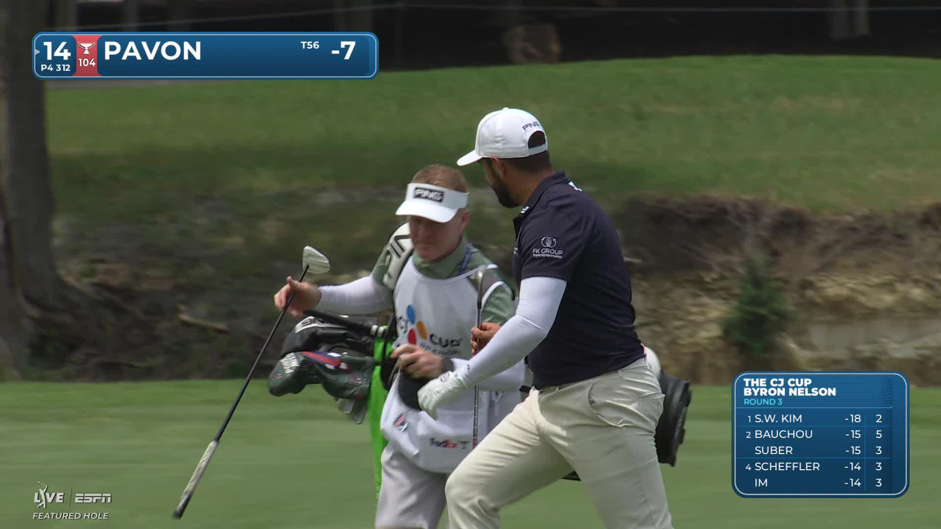 Matthieu Pavon gets up-and-down from 72 feet for birdie on No. 14 at THE CJ CUP