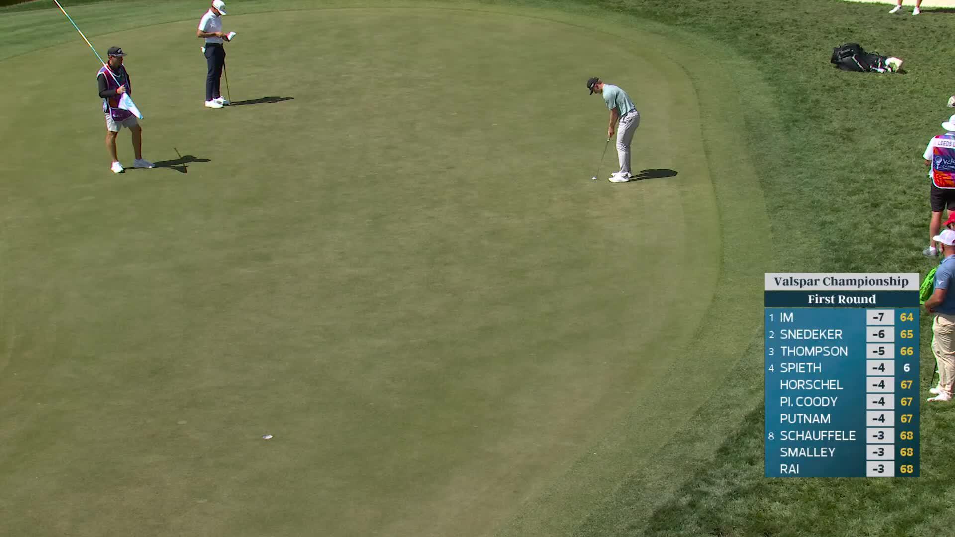 Blades Brown pours in 39-foot birdie putt on No. 13 at Valspar