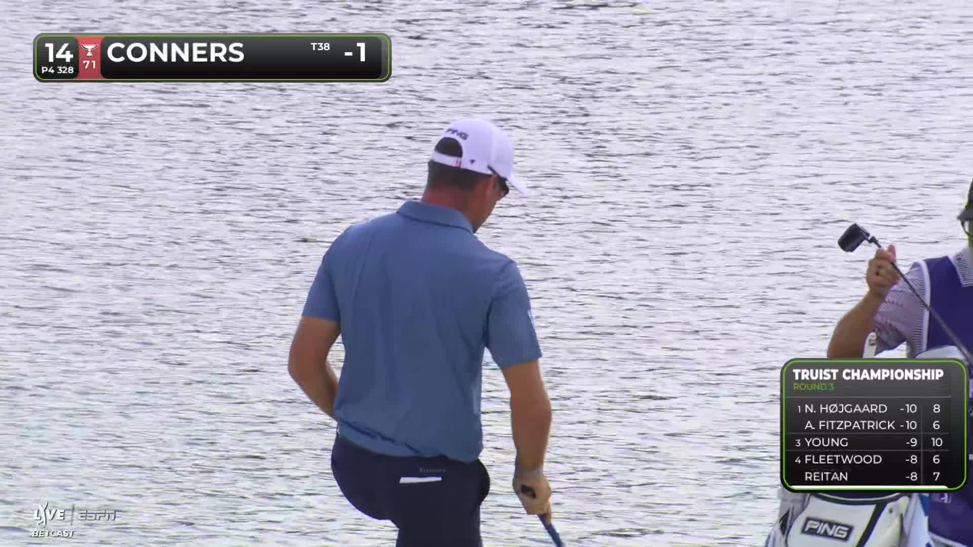 Corey Conners drains 10-foot putt for birdie on No. 14 at Truist Championship