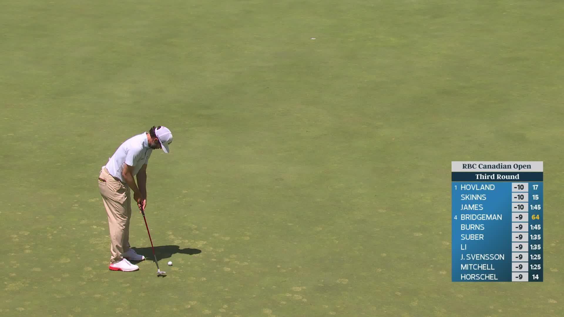 Adam Hadwin sinks 38-foot birdie putt on No. 16 at RBC Canadian