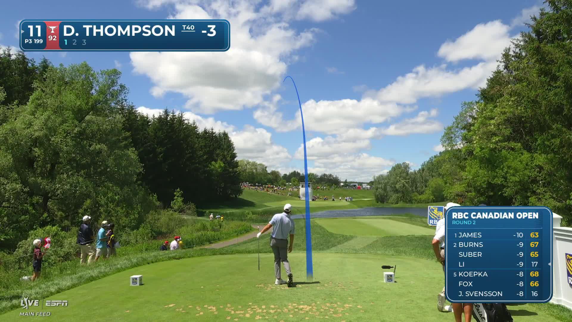 Davis Thompson hits tee shot to 5 feet, sets up birdie on No. 11 at RBC Canadian