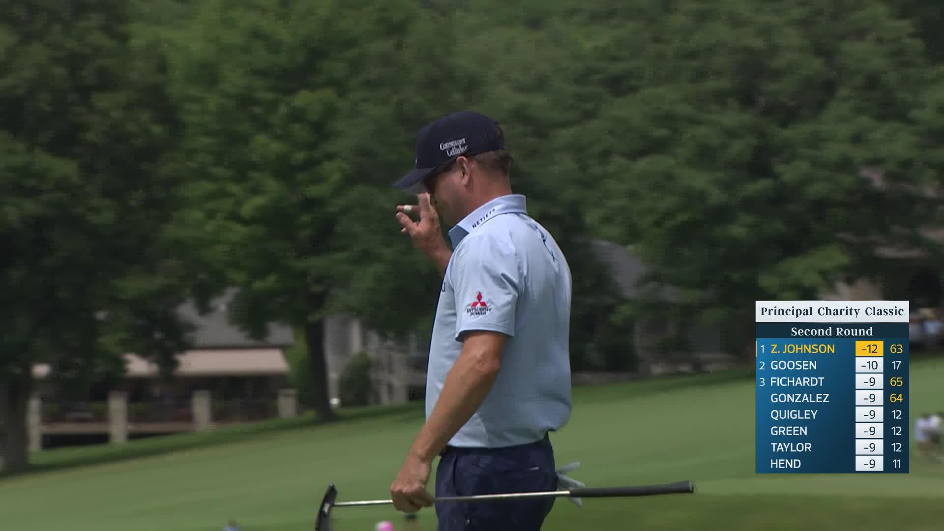 Zach Johnson makes birdie on No. 18 at Principal Charity Classic