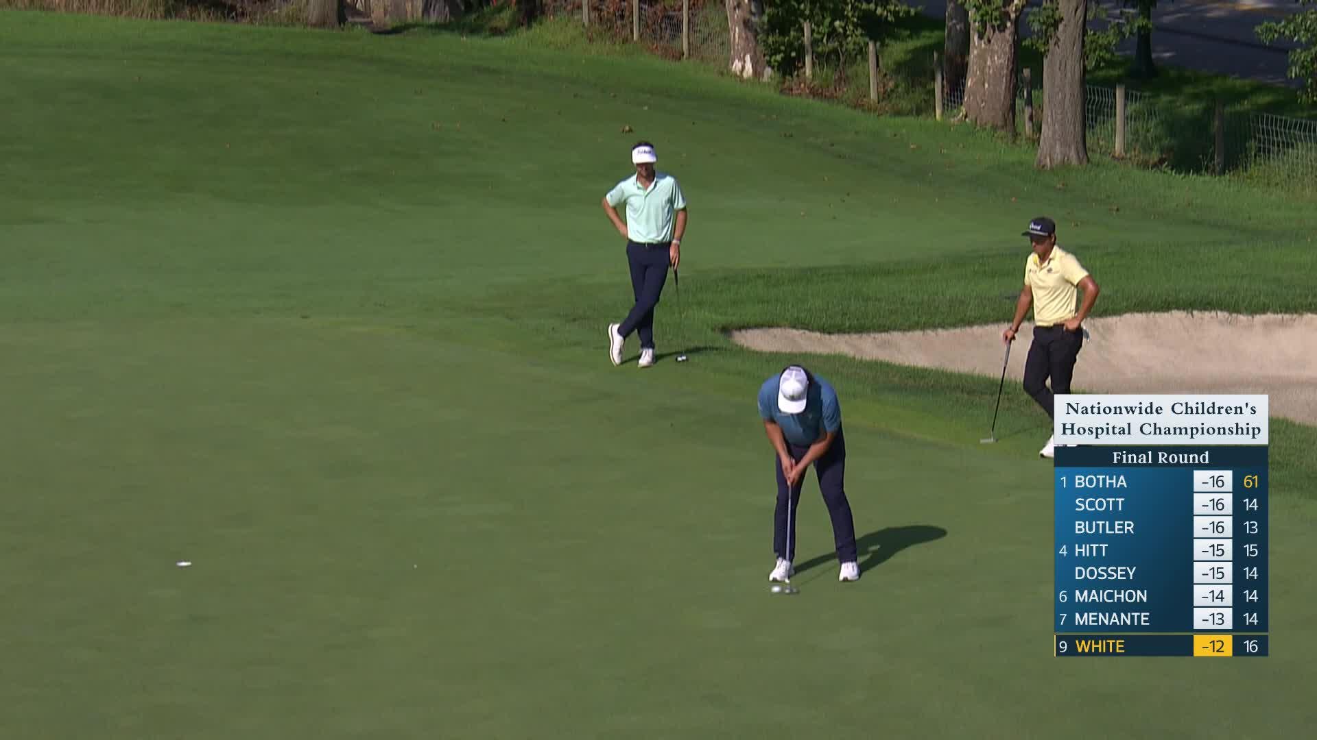 Brett White makes birdie on No. 17 at Nationwide Children's