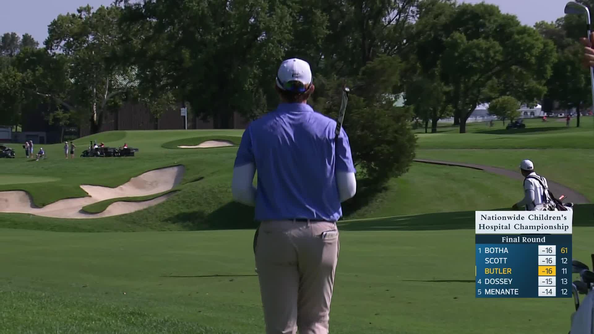 John Marshall Butler sinks a 31-foot eagle putt on No. 12 at Nationwide Children's