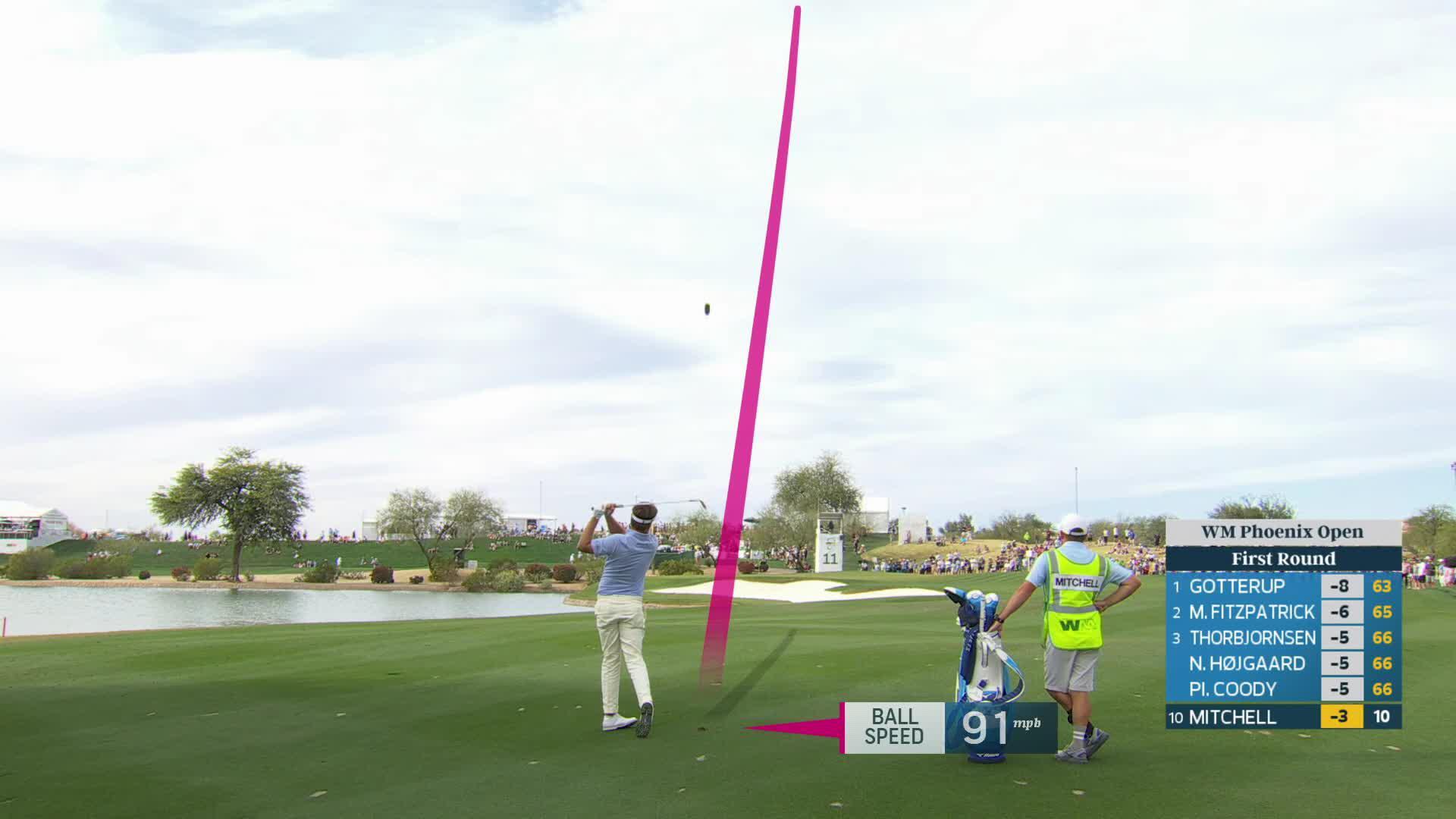 Keith Mitchell hits 121-yard approach to 6 feet, sets up birdie on No. 11 at WM Phoenix Open