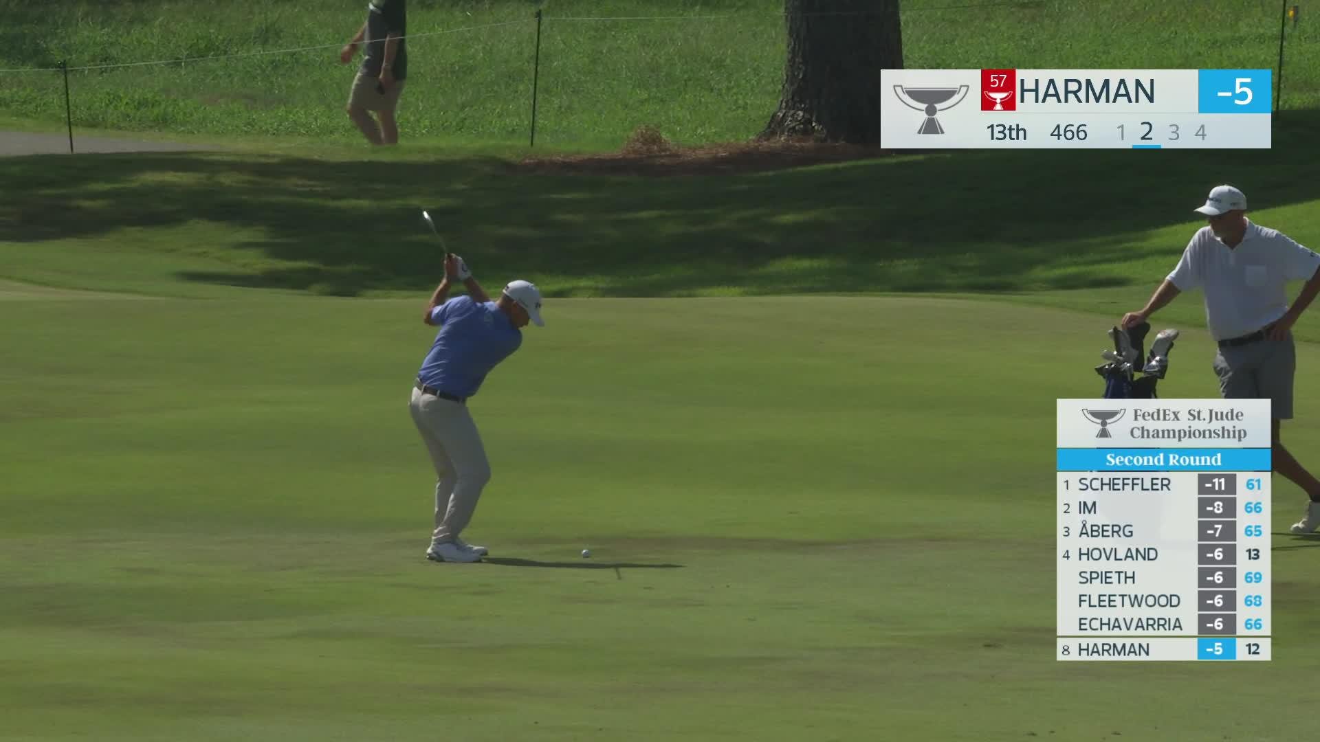 Brian Harman gets up-and-down from 172 yards for birdie on No. 13 at FedEx St. Jude