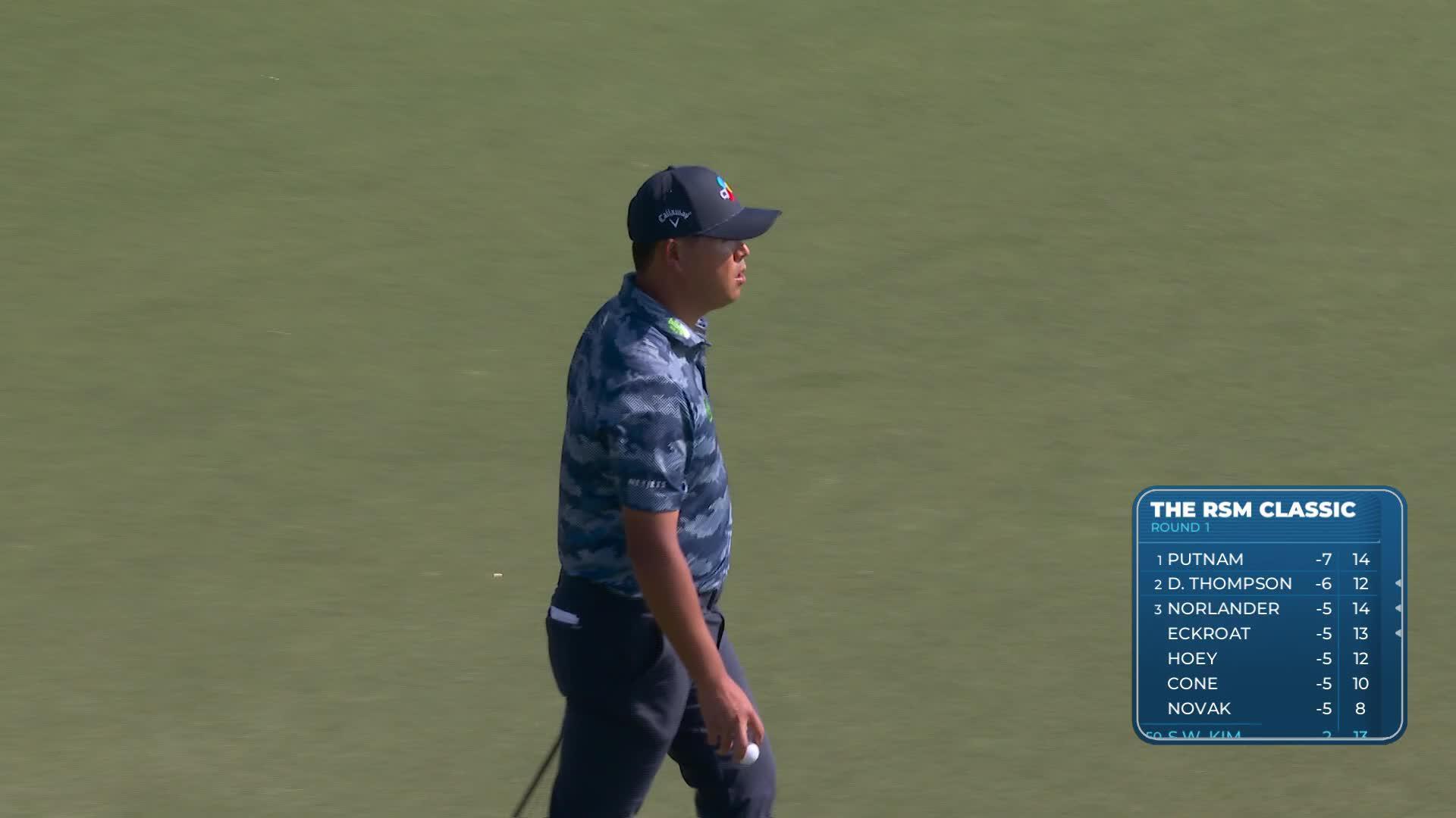 Si Woo Kim sinks 7-foot birdie putt on No. 13 at The RSM Classic