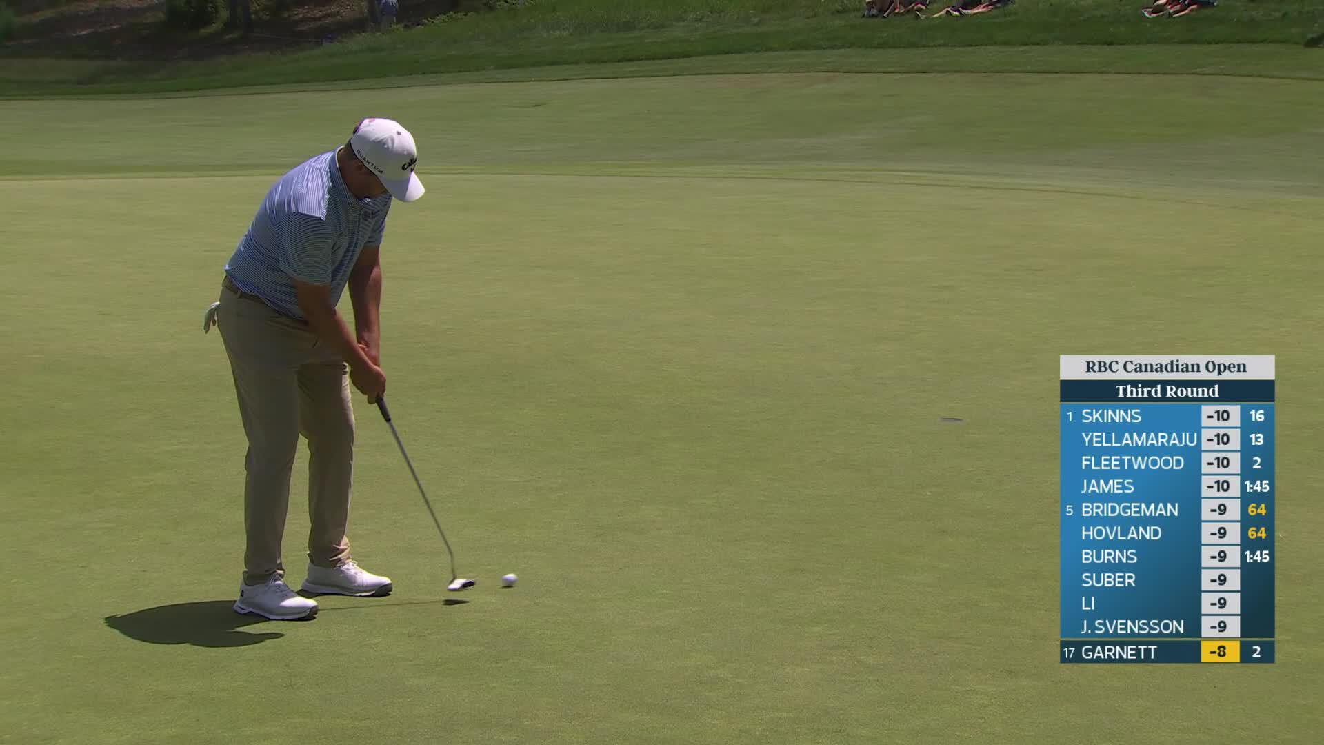 Brice Garnett sinks 15-foot birdie putt on No. 3 at RBC Canadian