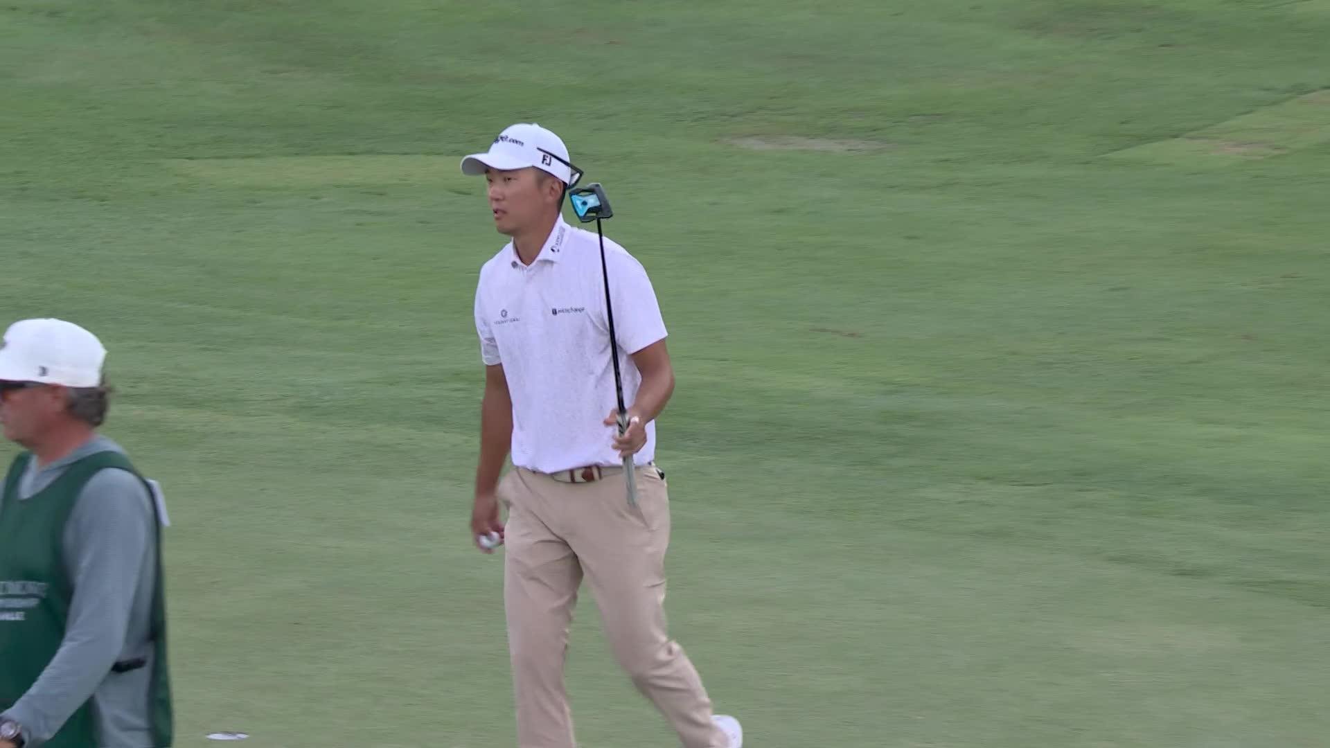 Michael Kim sinks 13-foot eagle putt on No. 17 at Biltmore Championship