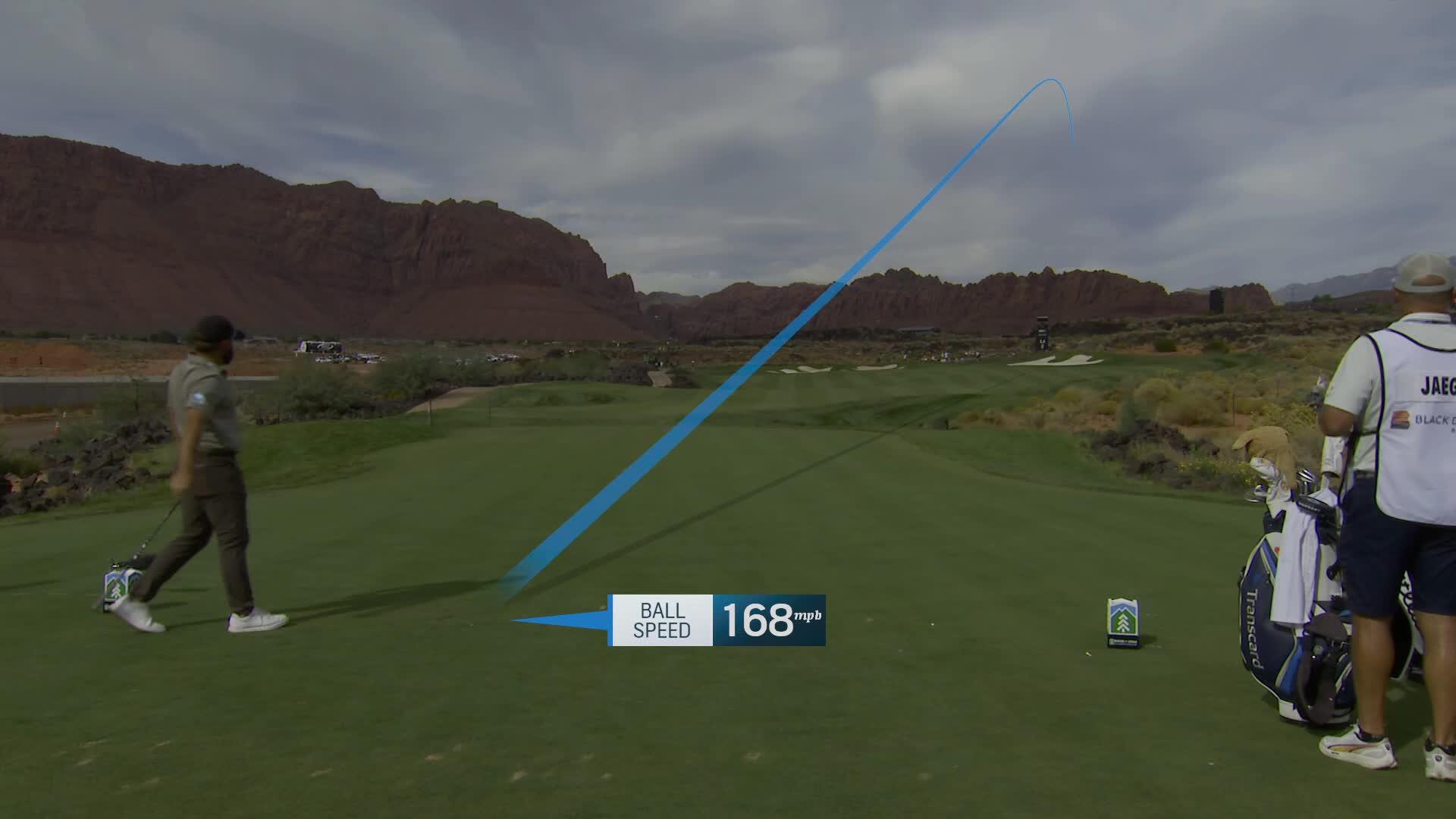 Stephan Jaeger drives green from 304 yards, sets up birdie on No. 14 at Bank of Utah