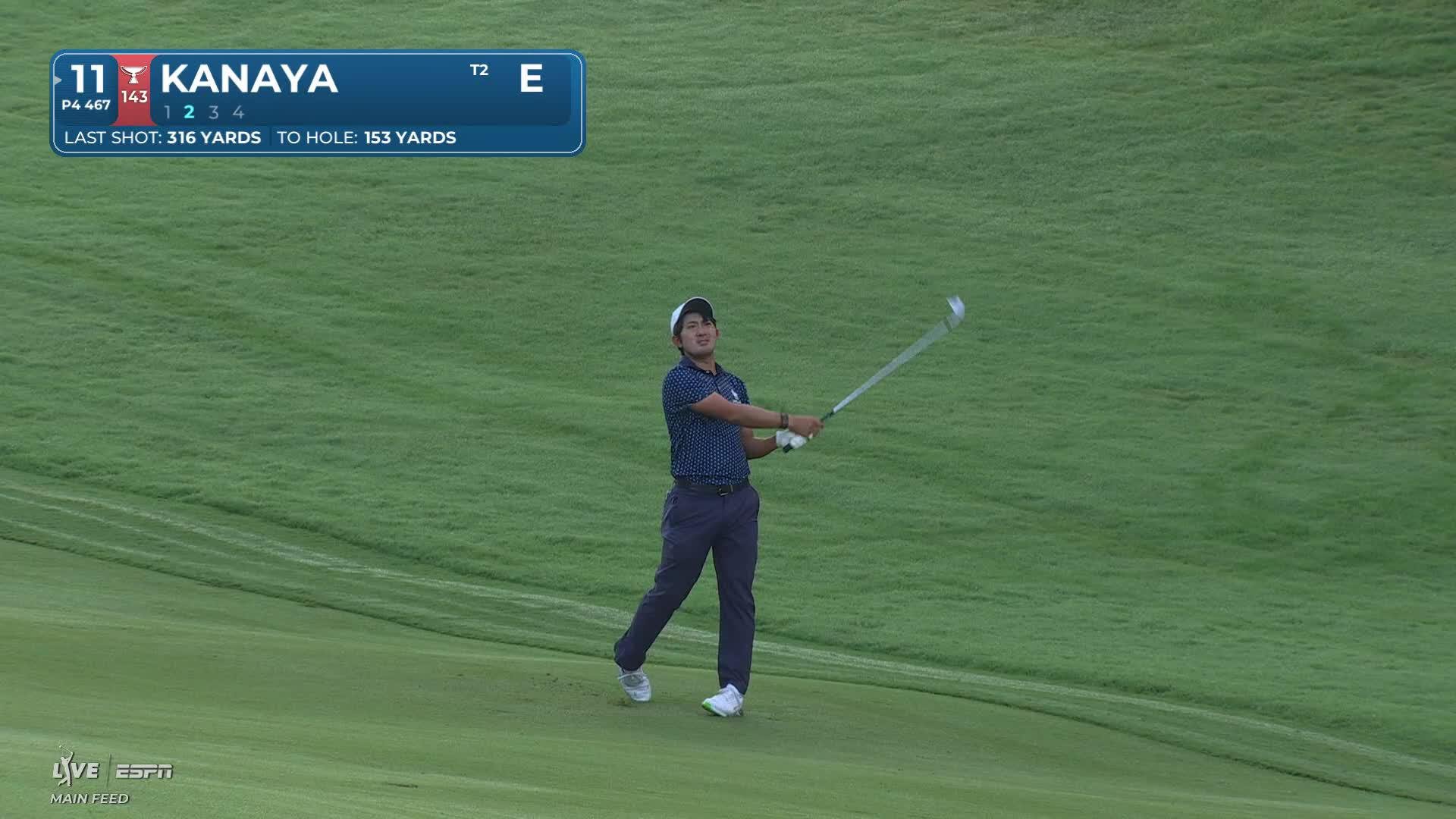 Takumi Kanaya gets up-and-down from 155 yards for birdie on No. 11 at Wyndham