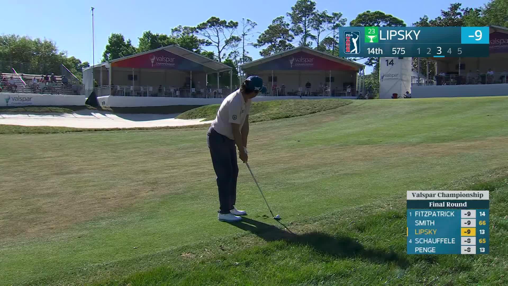 David Lipsky sinks 7-foot birdie putt on No. 14 at Valspar