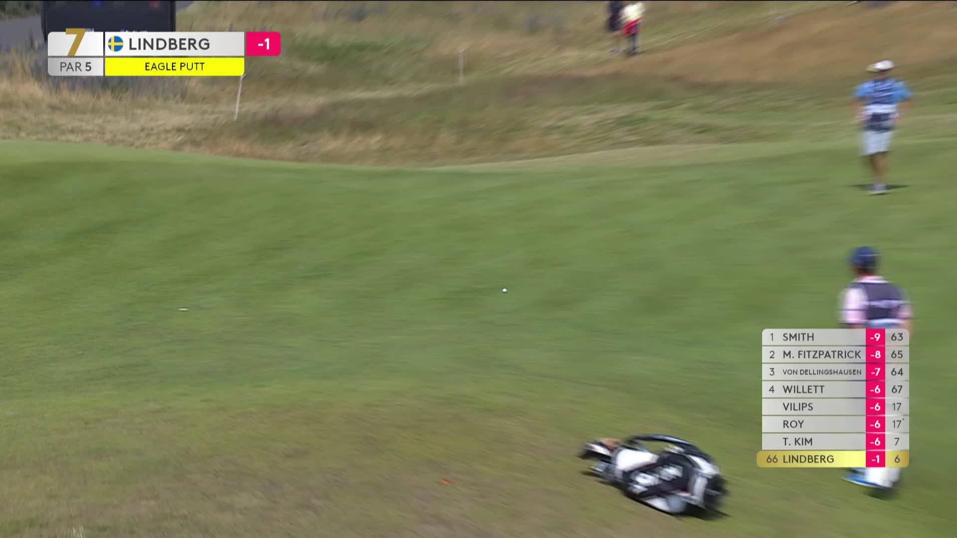 Mikael Lindberg sinks 28-foot eagle putt on No. 7 at Genesis Scottish Open