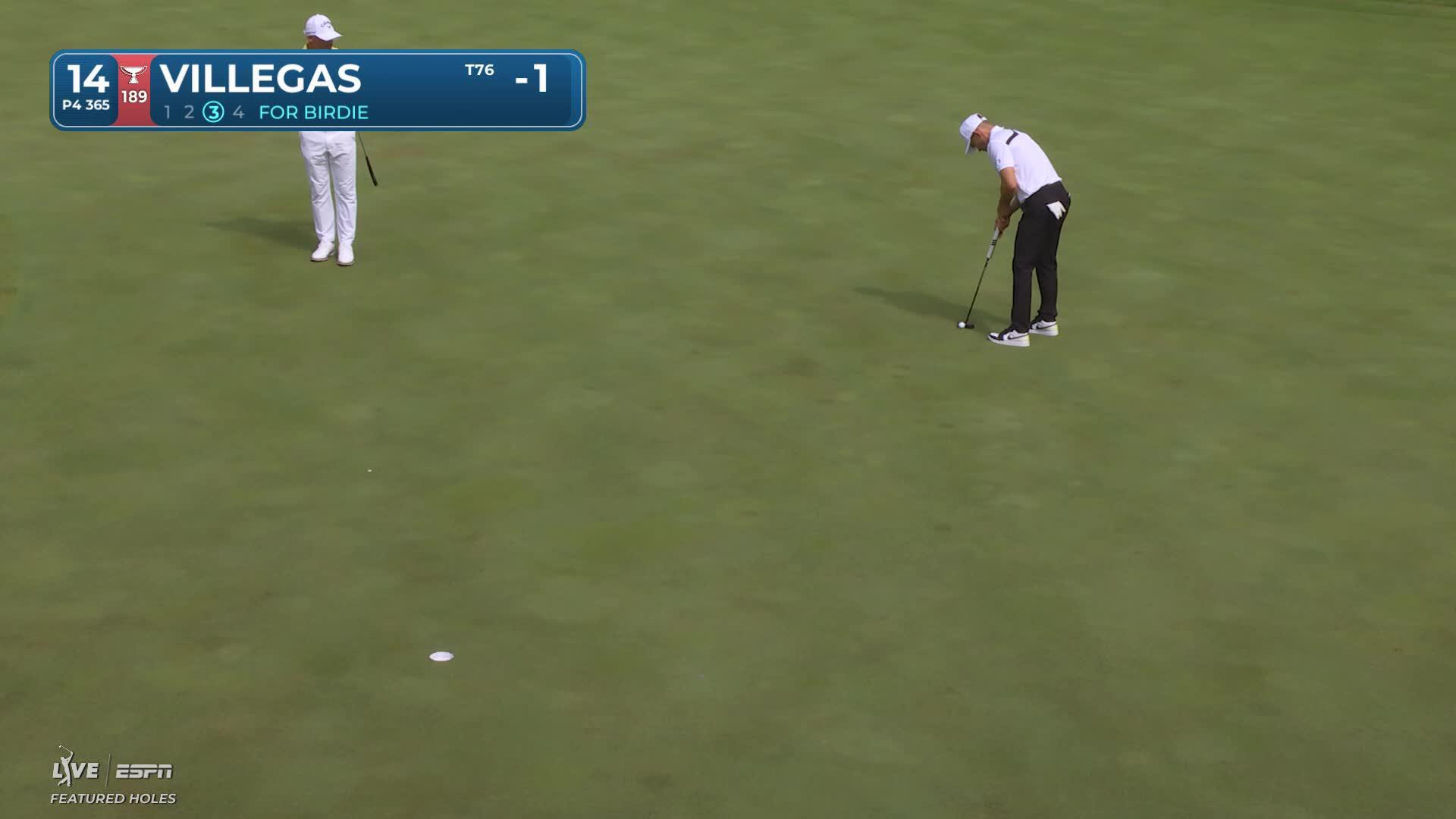 Camilo Villegas sinks 21-foot birdie putt on No. 14 at John Deere