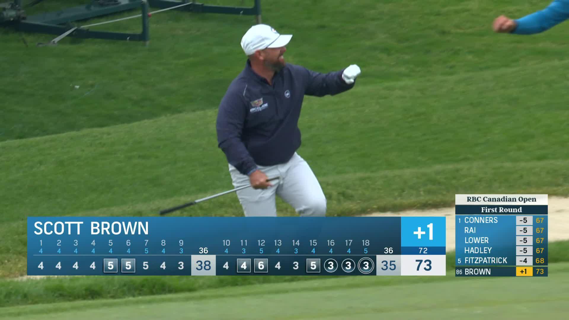 Scott Brown's closing hole-out eagle from the bunker at RBC Canadian